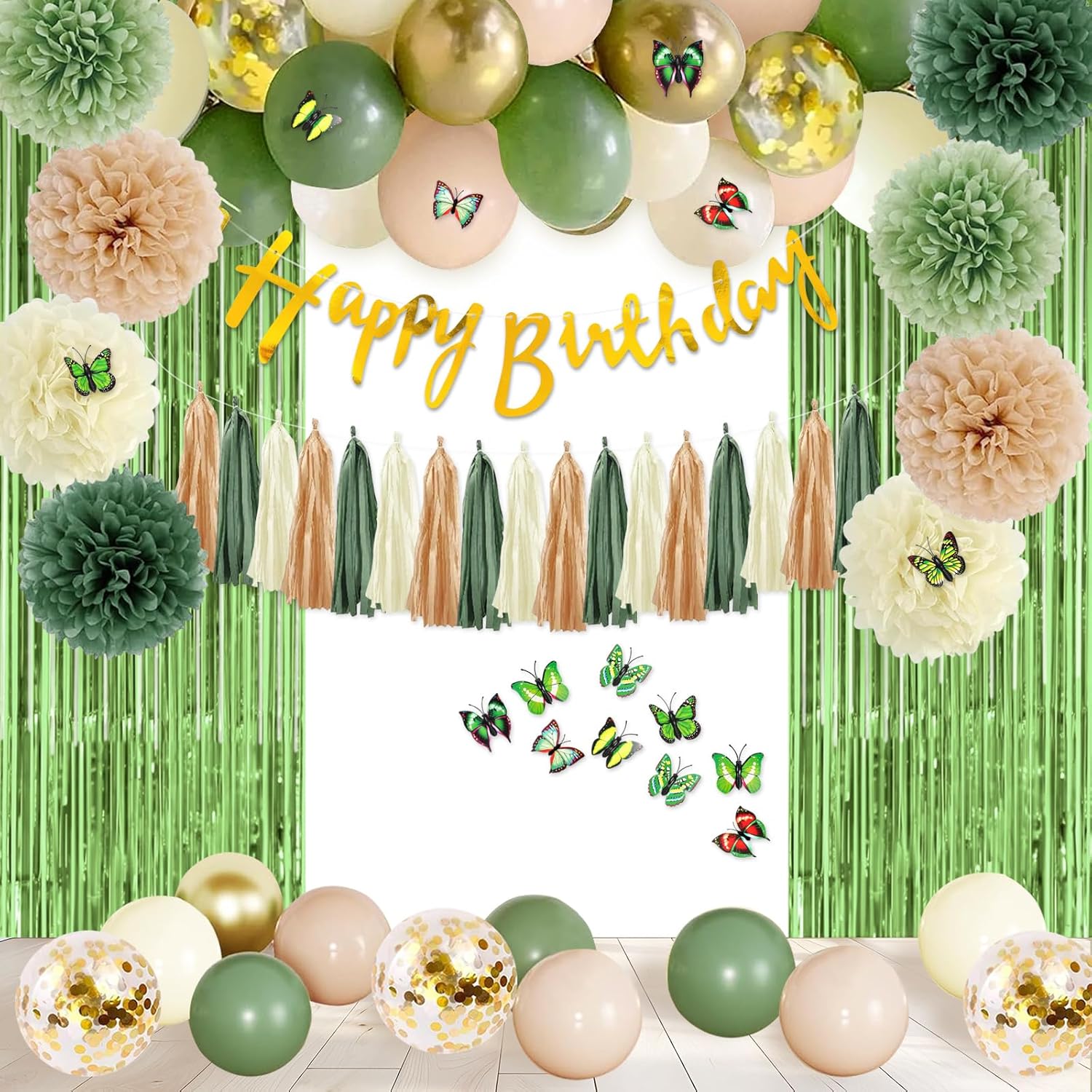 226 Pcs Sage Green Birthday Decorations for Women Girls