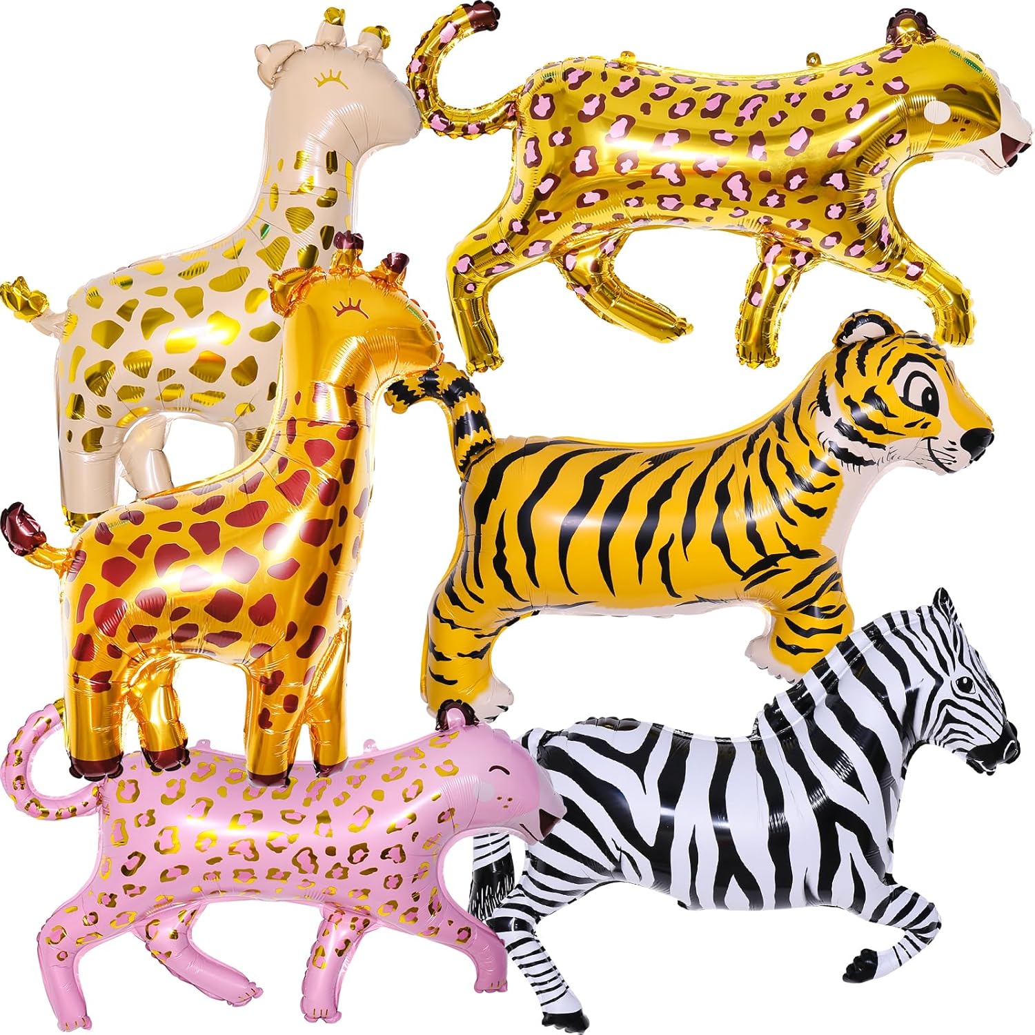 6 Pieces Giant Safari Animal Foil Balloons