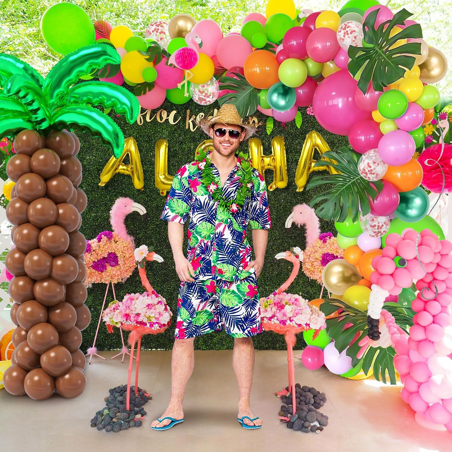 178Pcs Tropical Luau Balloons Arch Kit