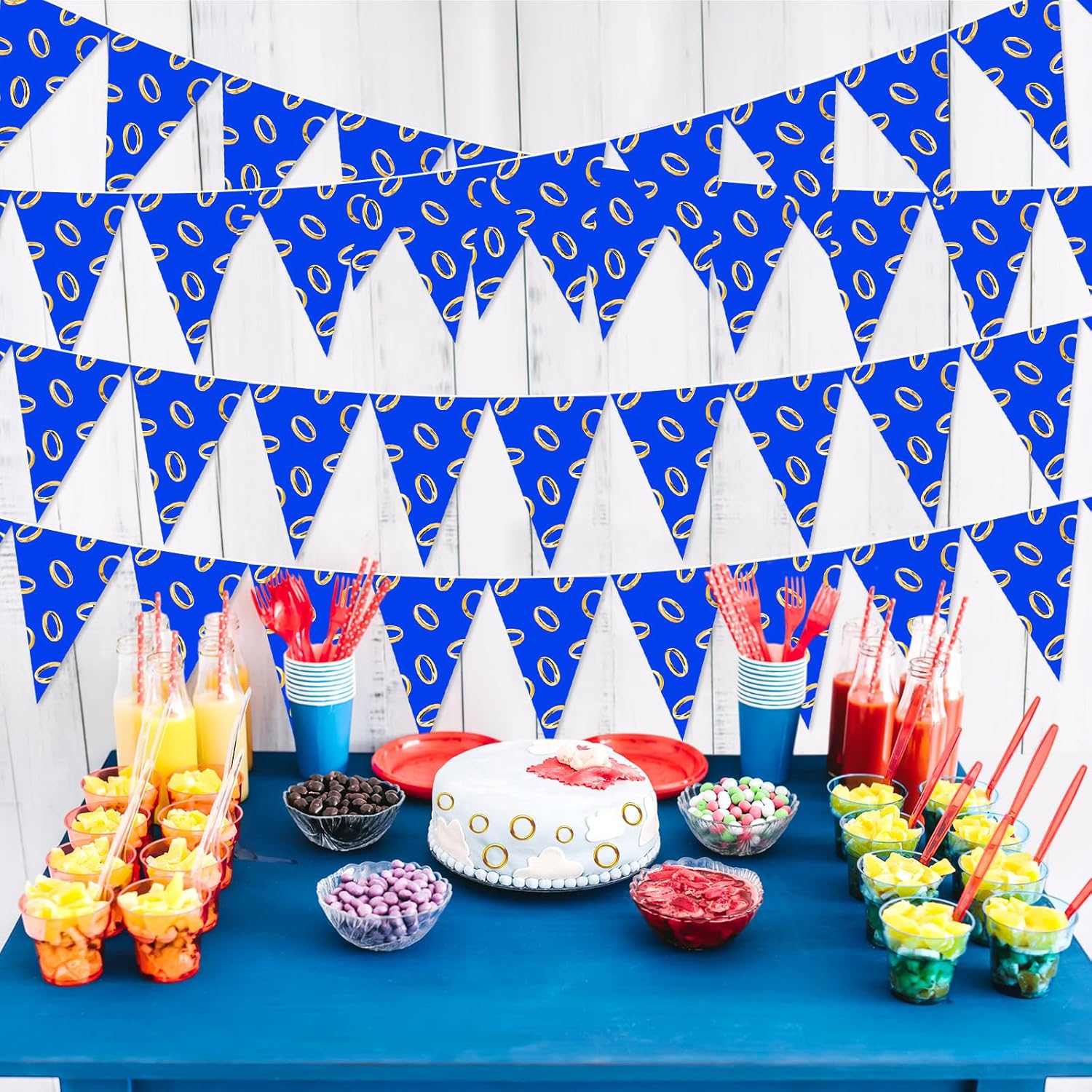 Pajean 49 Ft Blue and Gold Party Banner Decorations