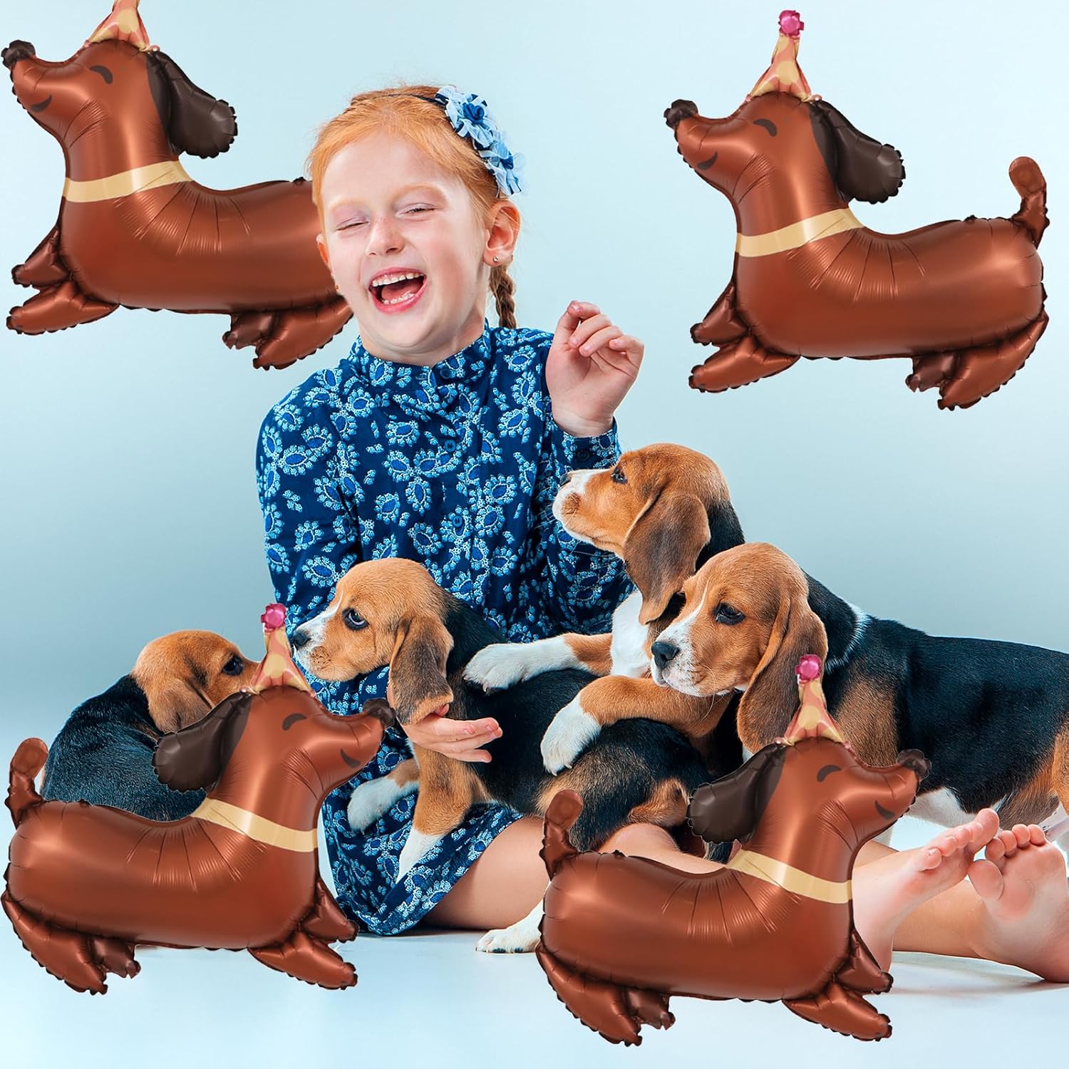 5Pcs Dachshund Dog Birthday Balloons for Pet Party