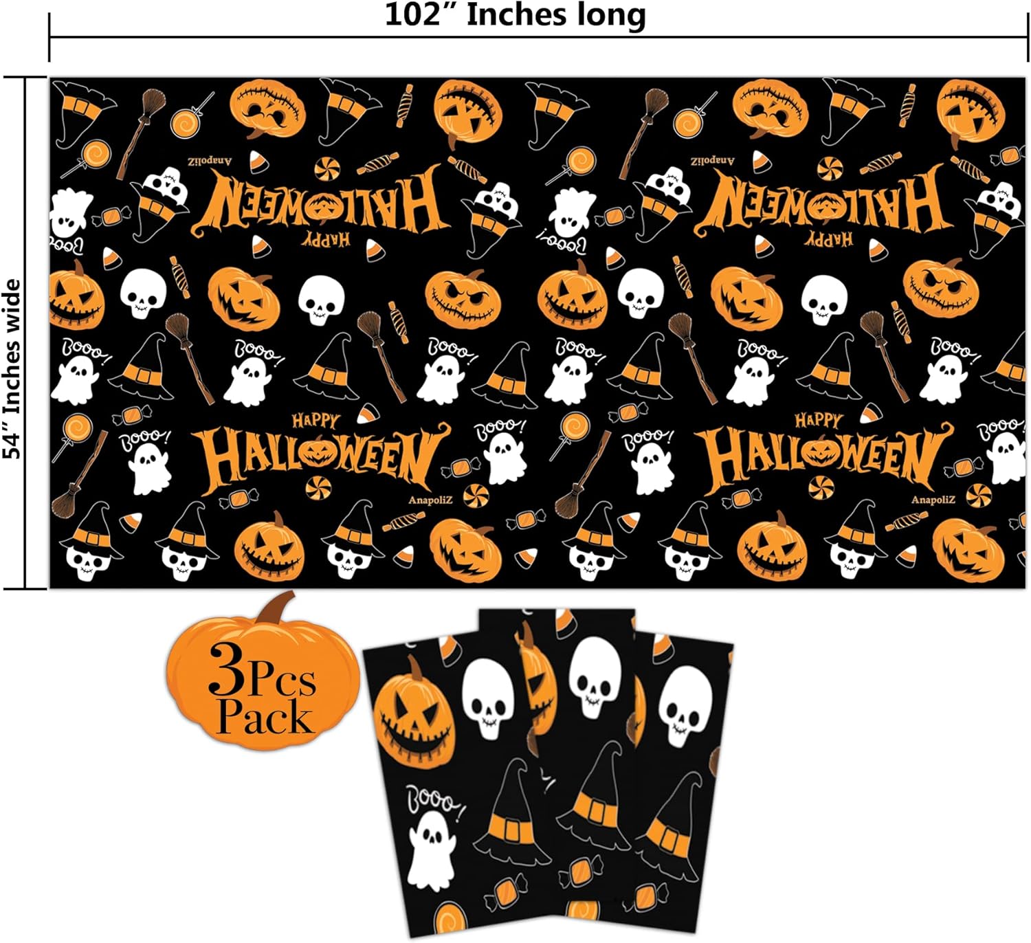 AnapoliZ Halloween Tablecloth Set 3 Pcs 54x102
