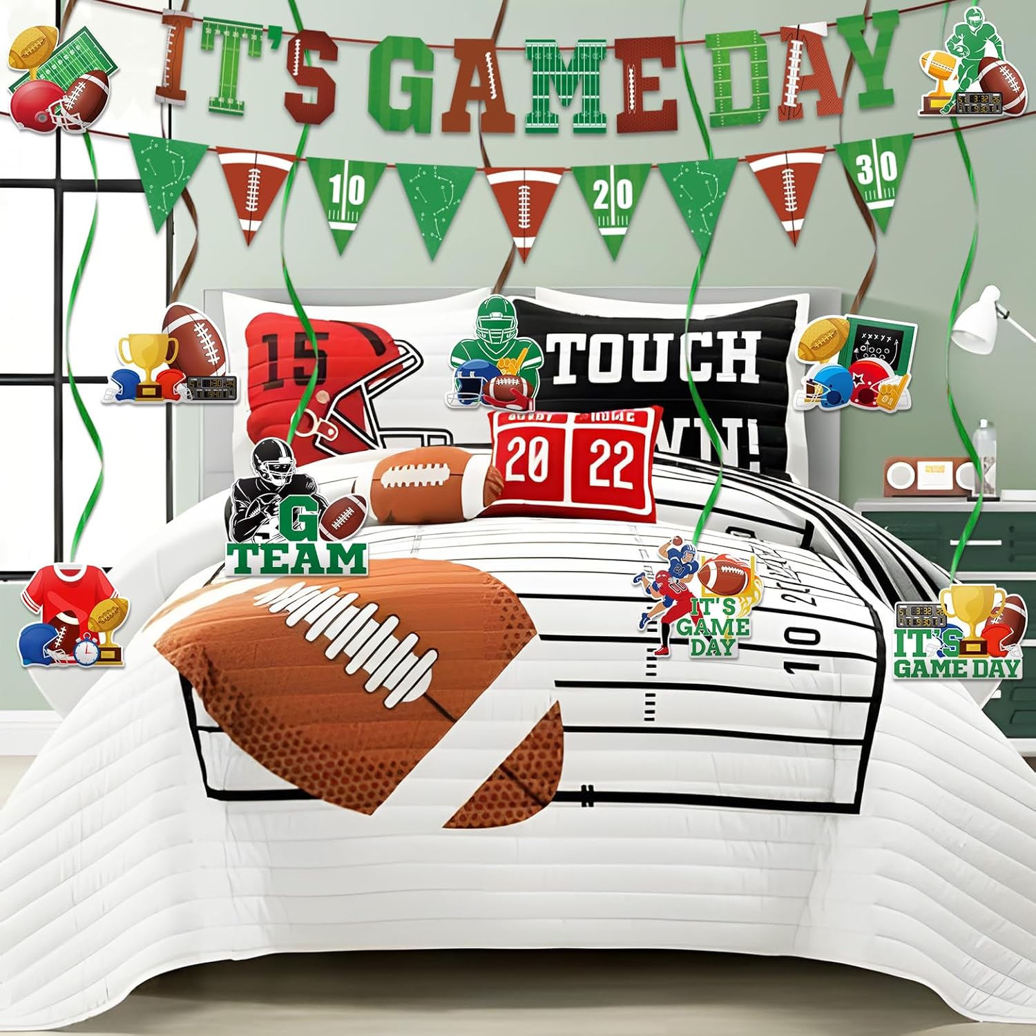 Super Football Party Decorations 2025 Game Day Banner Hanging Swirls