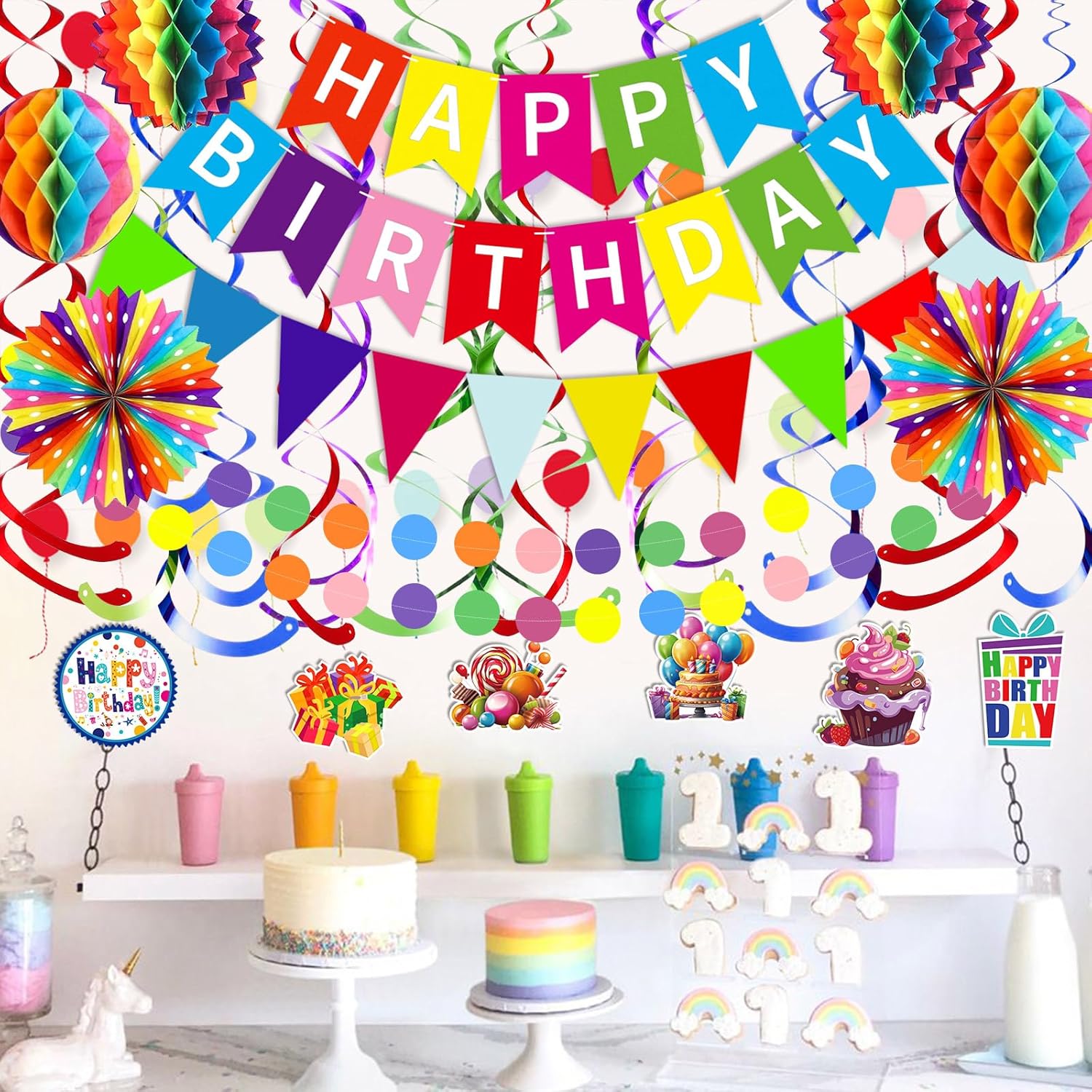 Colorful Happy Birthday Decorations Set