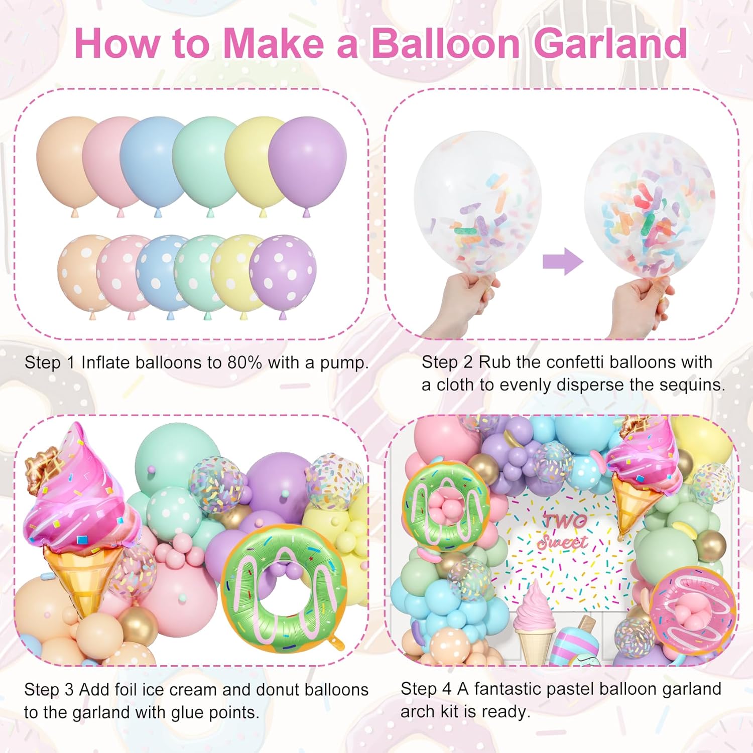 Pastel Donut Balloon Arch Garland Kit