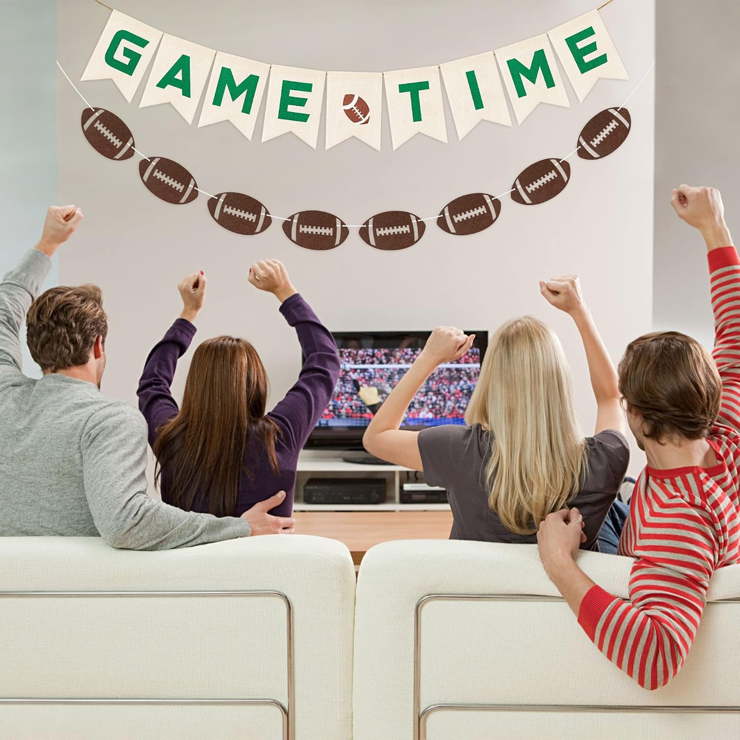 Football Burlap Felt Banners - 2pcs Game Time Decorations