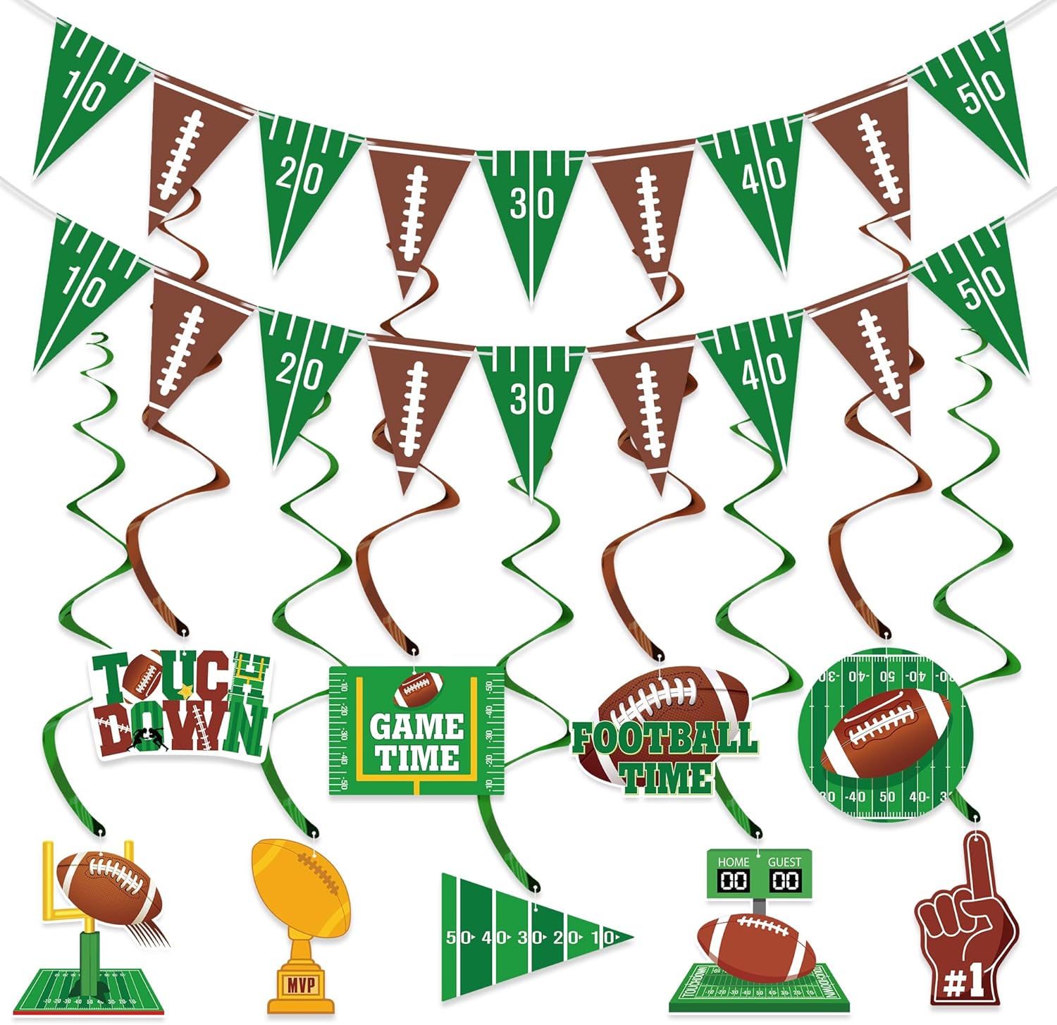 Football Party Decor Set 2 Banners 9 Swirls