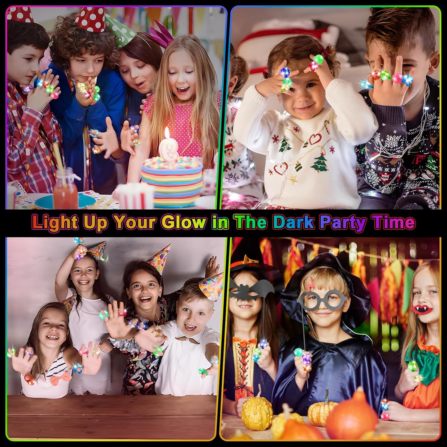 OLUPP 150 Pack LED Light Up Rings Party Favors