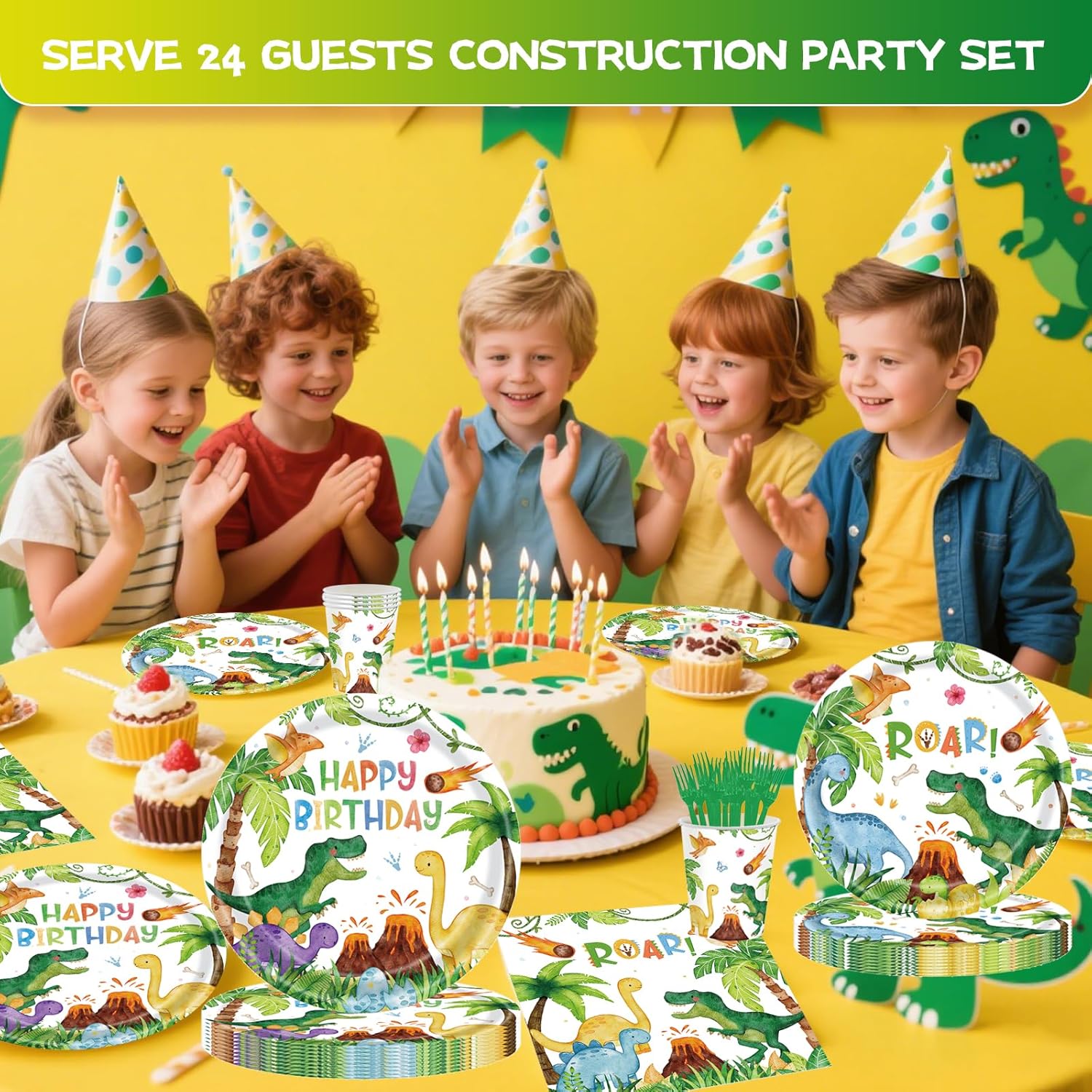 CANCJ Dinosaur Party Set 120Pcs Tableware