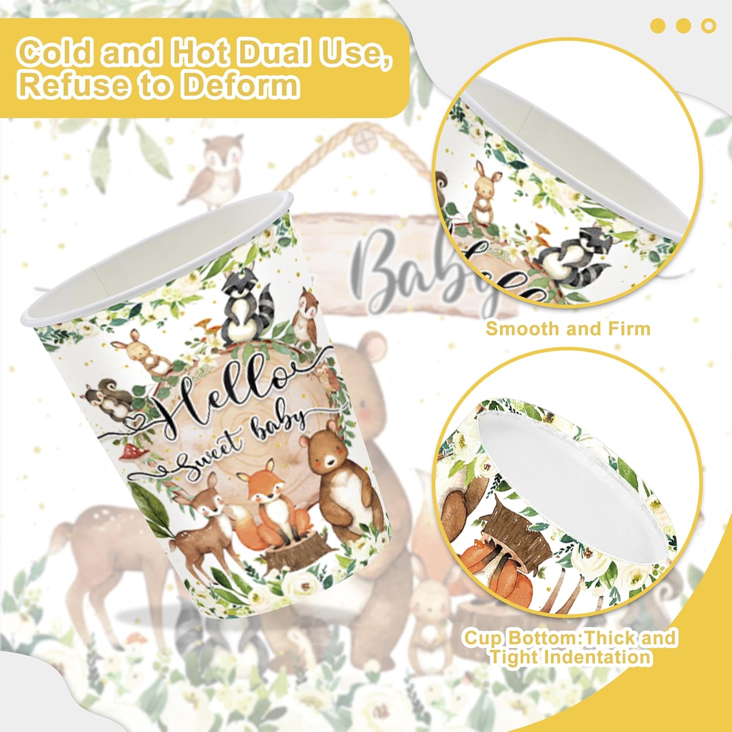 Safari Woodland Animal 120PCS Baby Shower Tableware Set