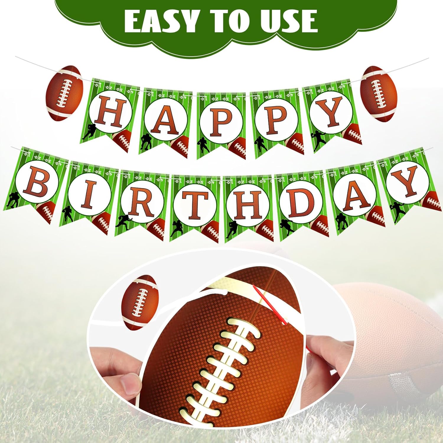 Football Birthday Banner with String Flags