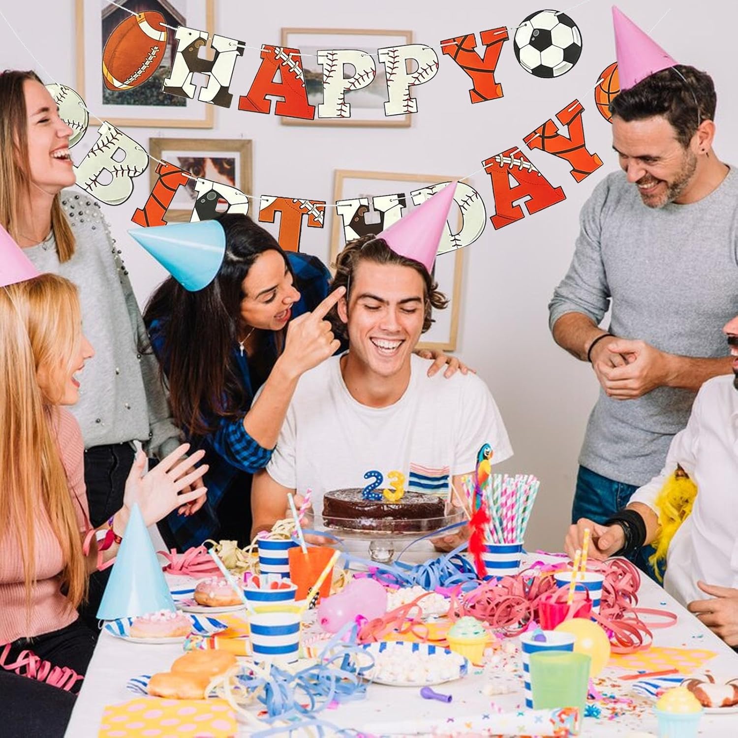 Sports Birthday Banner - Multicolored 6x5 Inches