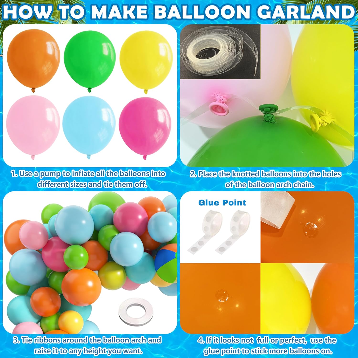 Tropical Hawaiian Luau Balloon Garland Arch Kit 160Pcs