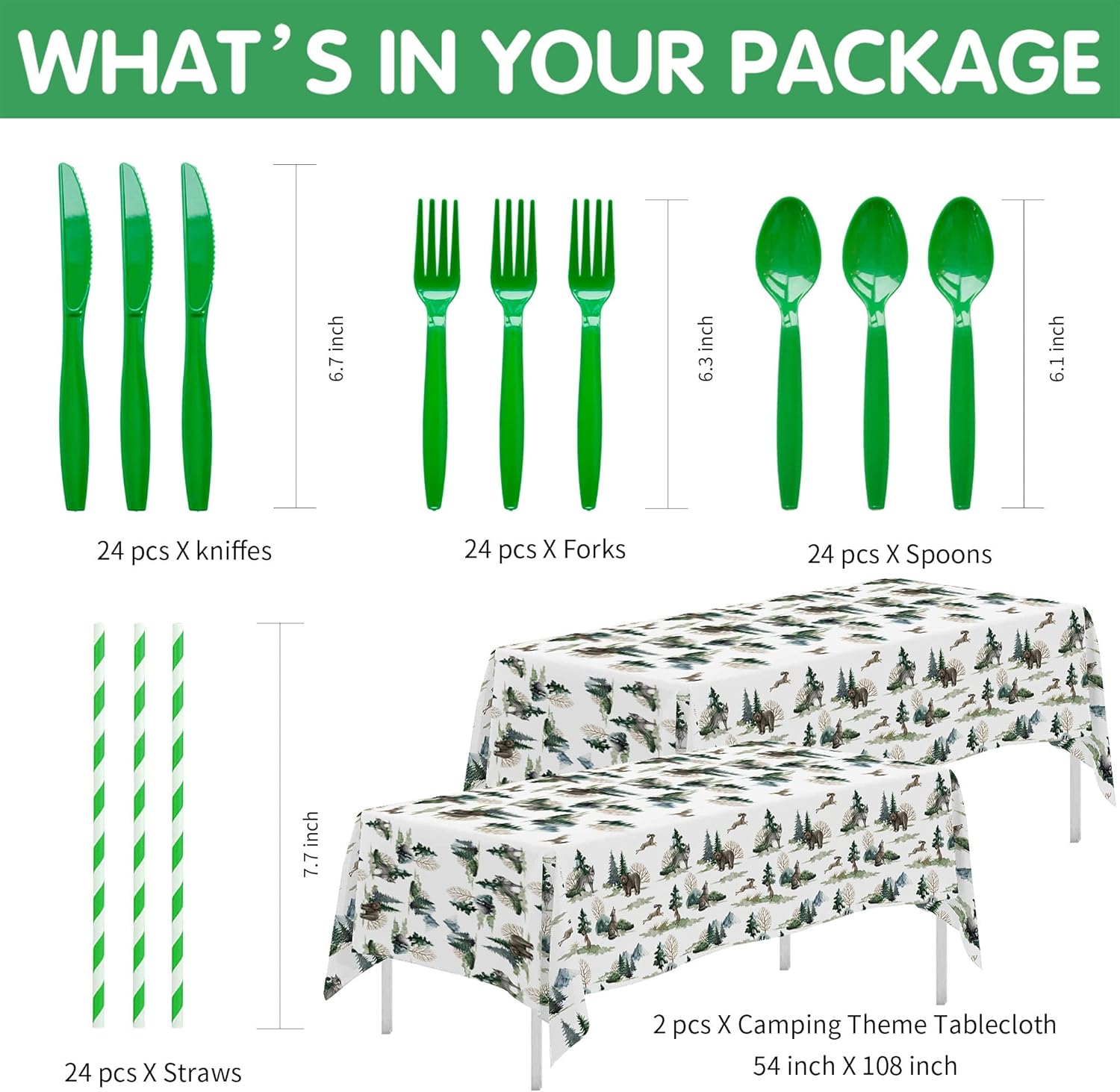 Camping Birthday Party Supplies Set for 24 Guests