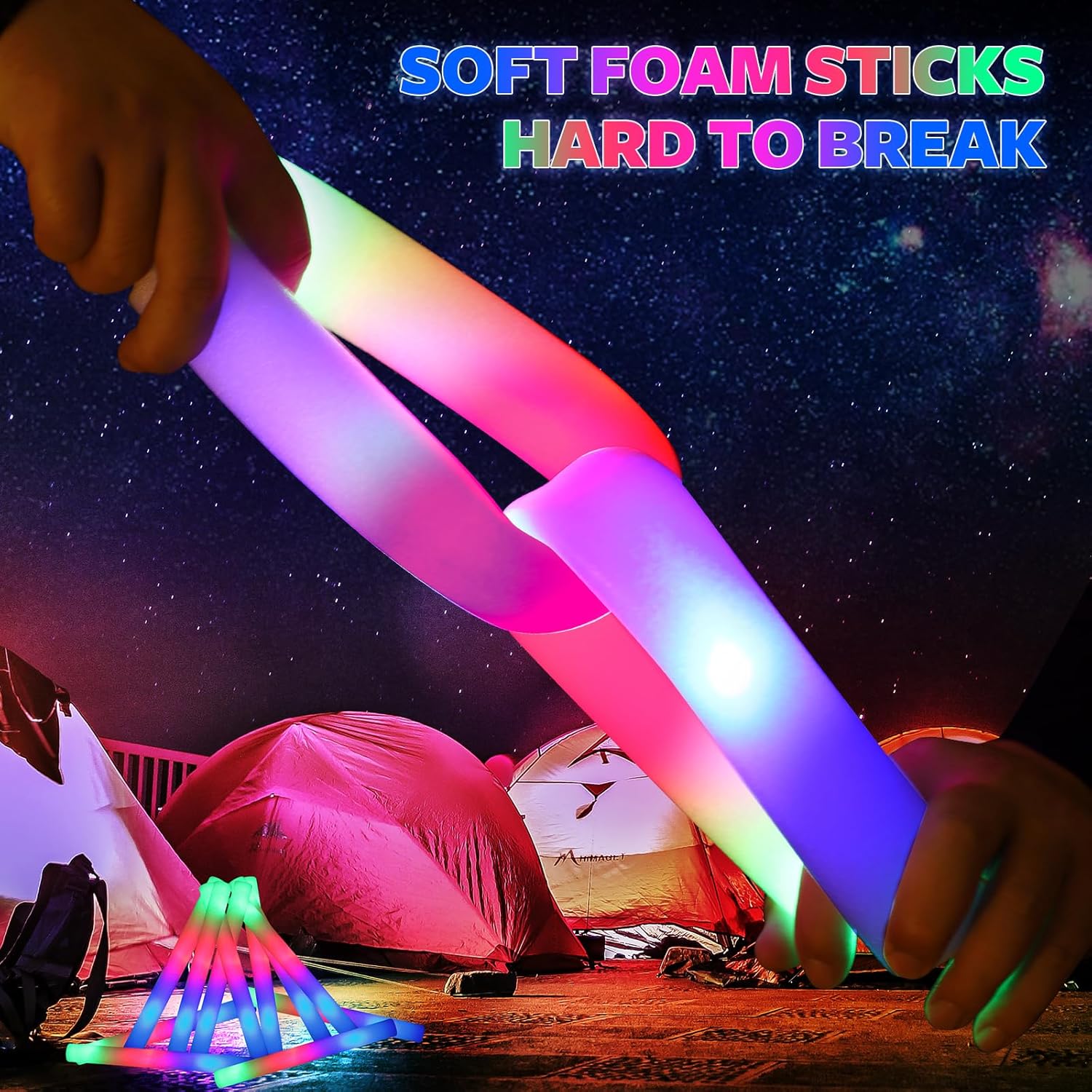 107 PCS LED Foam Glow Sticks with 3 Modes