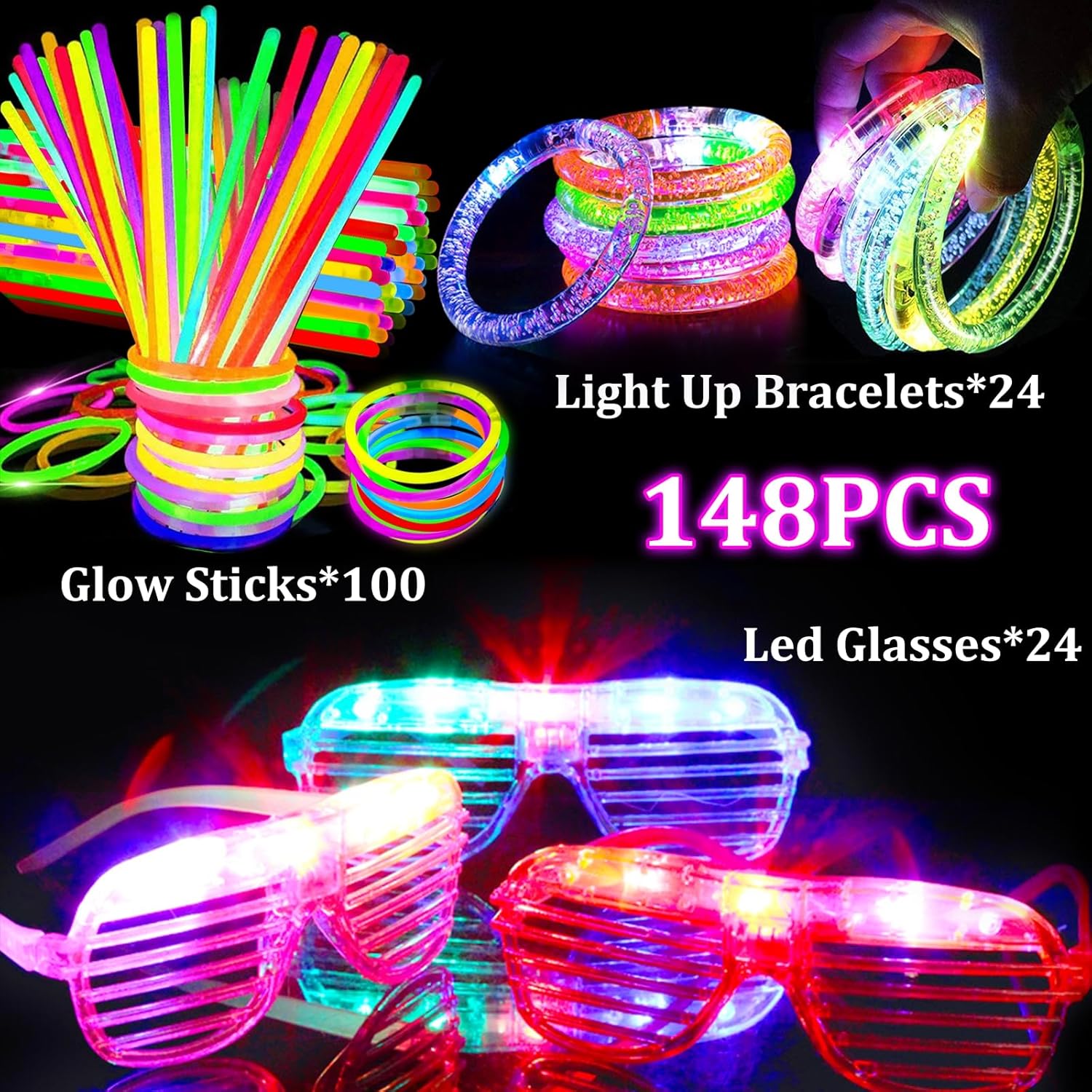 TURNMEON 148 PCS Glow in the Dark Party Supplies