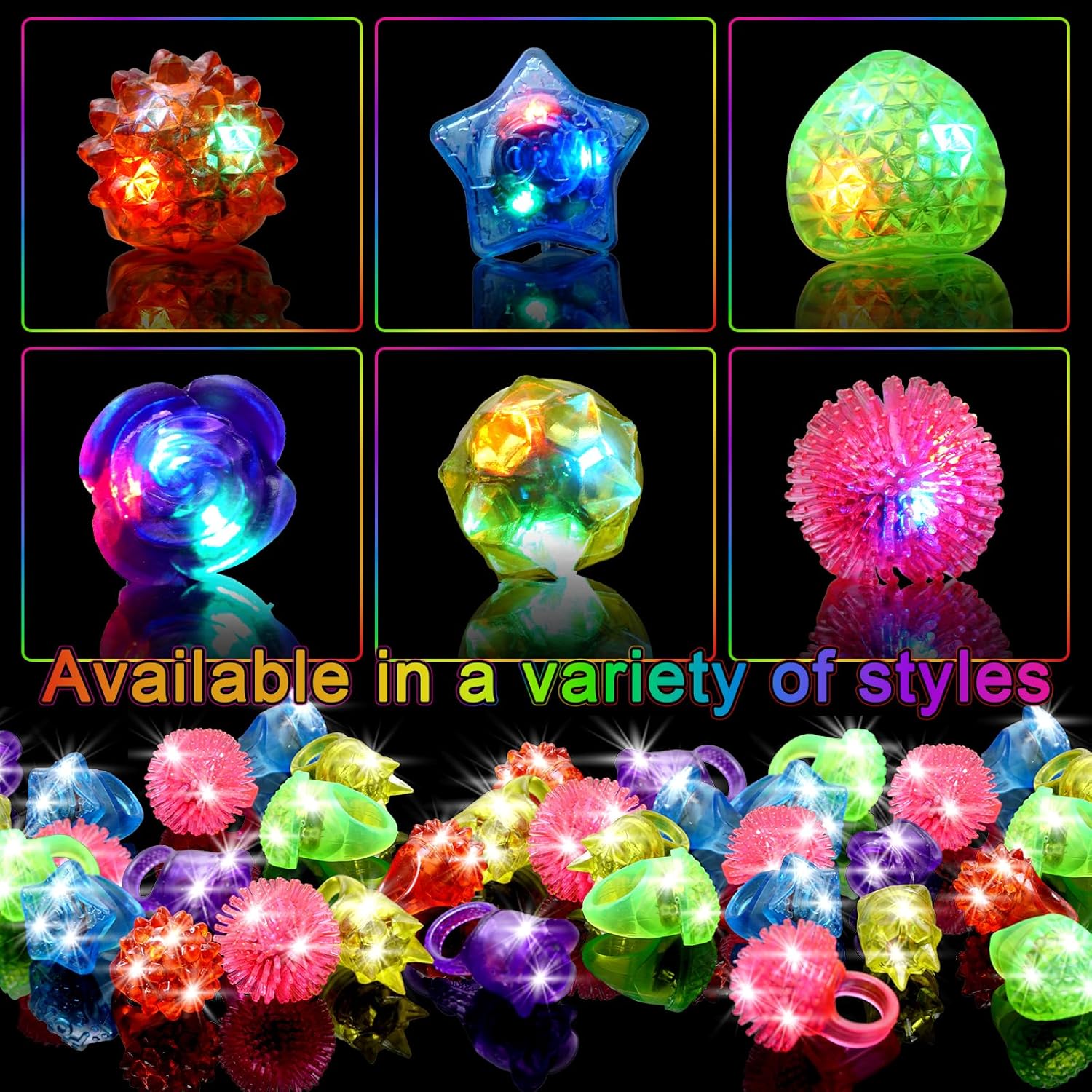 OLUPP 150 Pack LED Light Up Rings Party Favors