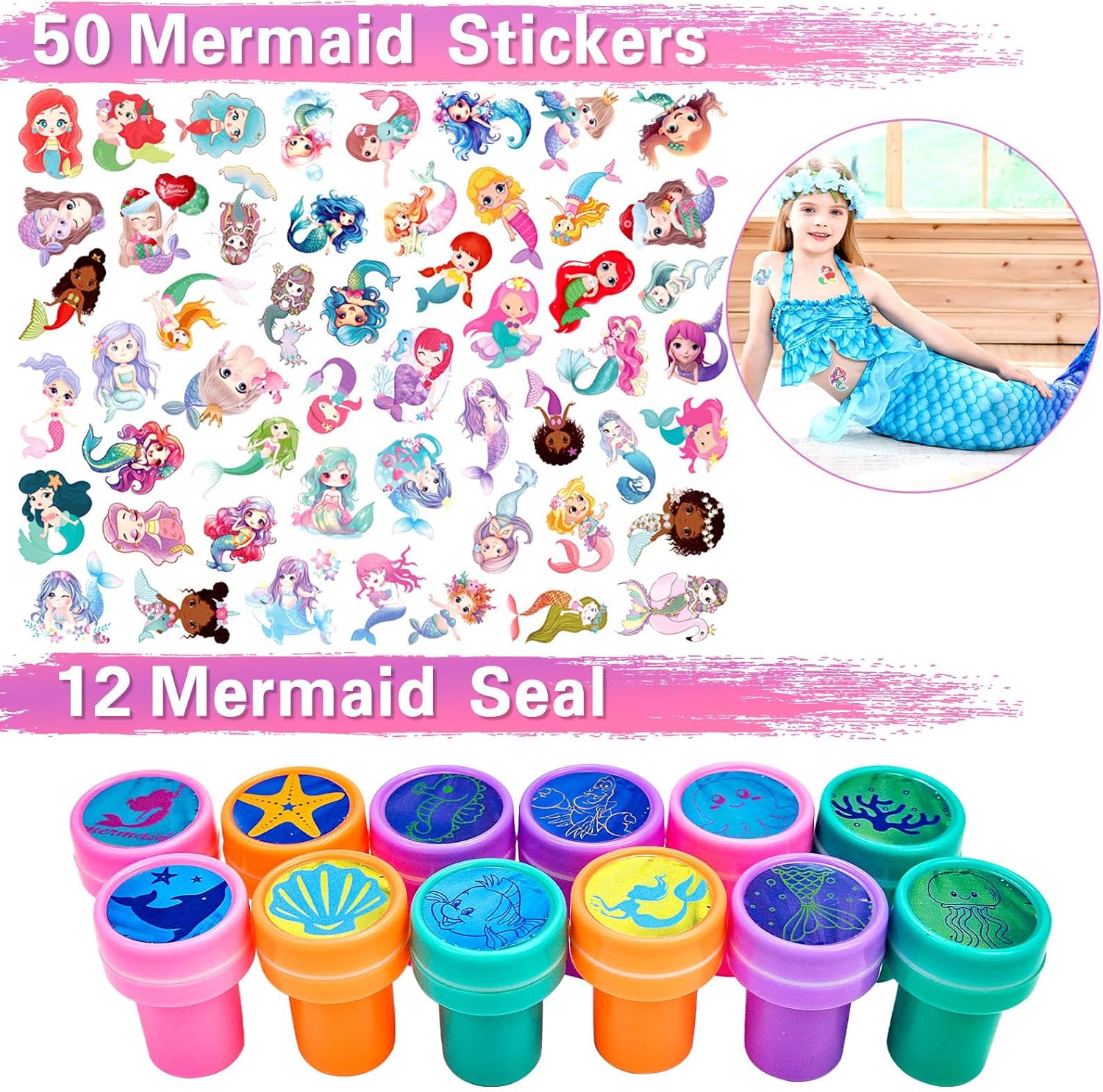 134Pcs Mermaid Party Favors for Girls Decorations