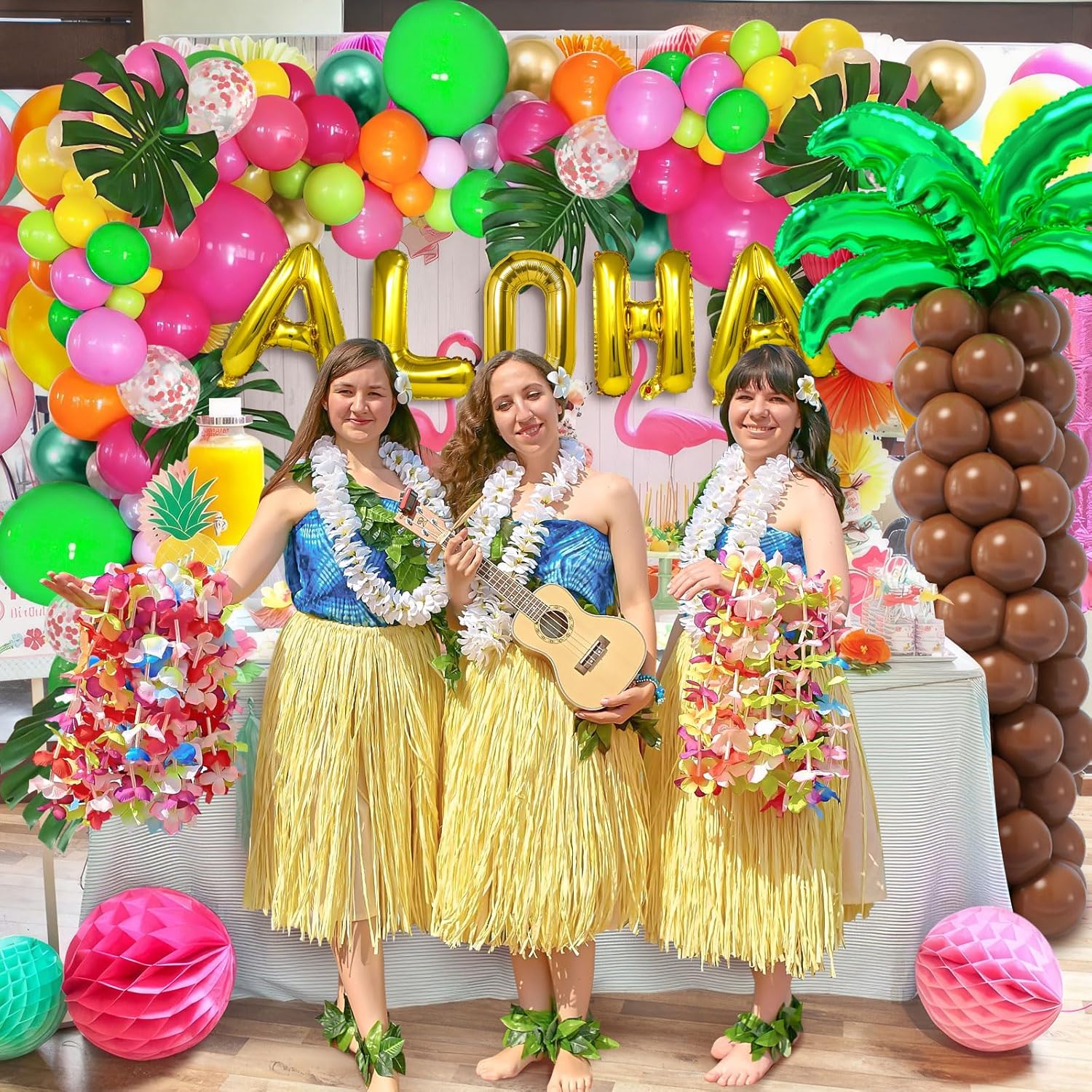 178Pcs Tropical Luau Balloons Arch Kit