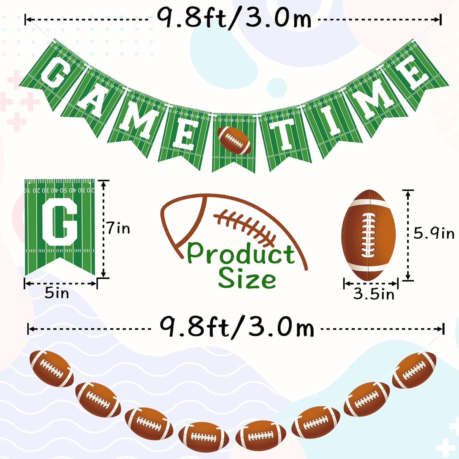 2 Pieces Football Game Day Banner Garland Decor
