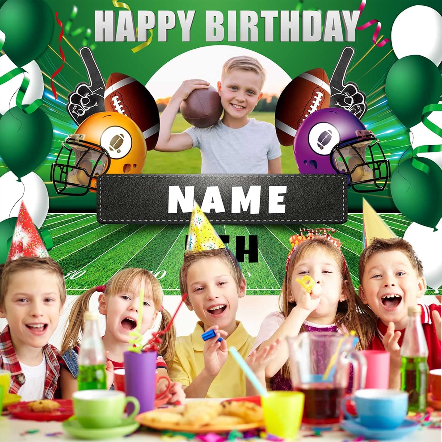 Custom Football Birthday Backdrop Banner 4x6ft