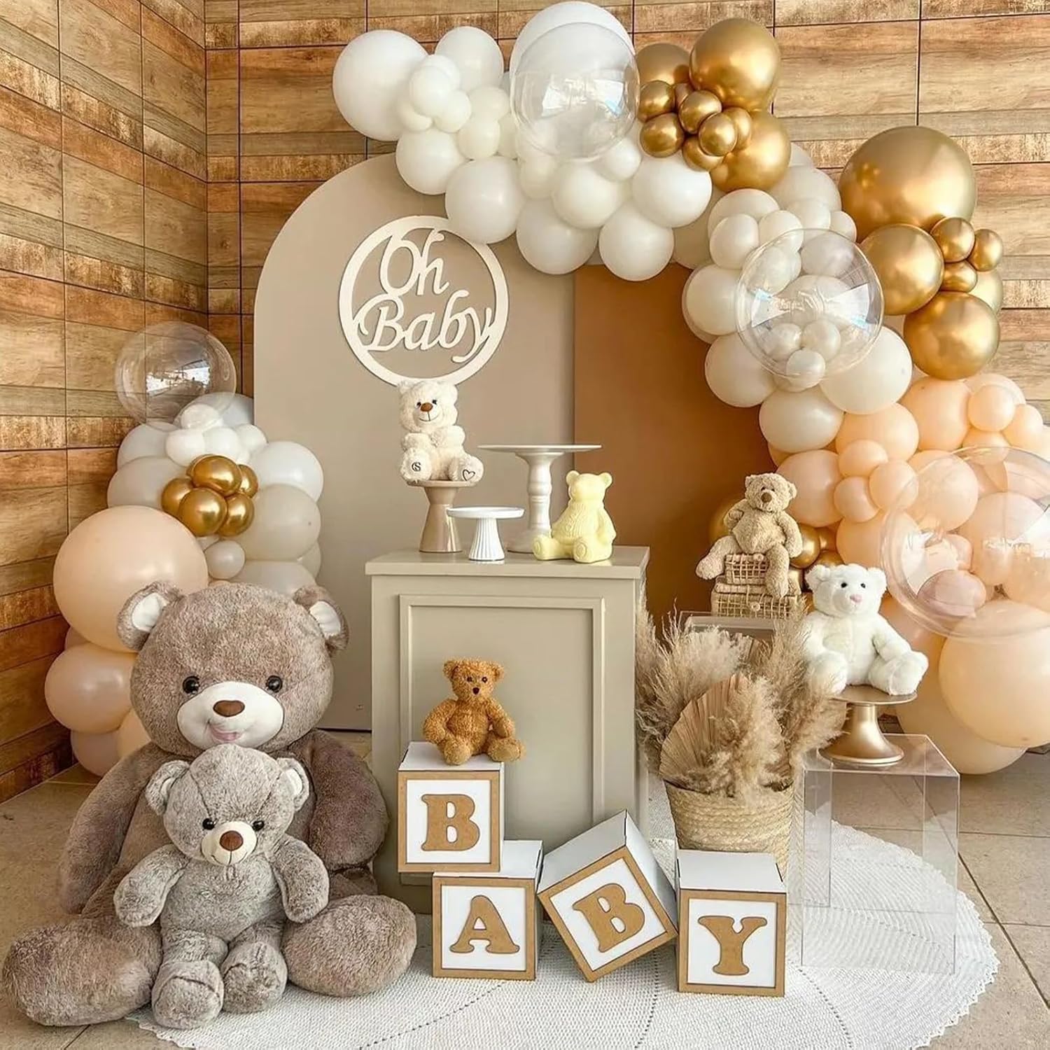 Jobkoo White Sand Gold Balloons Set