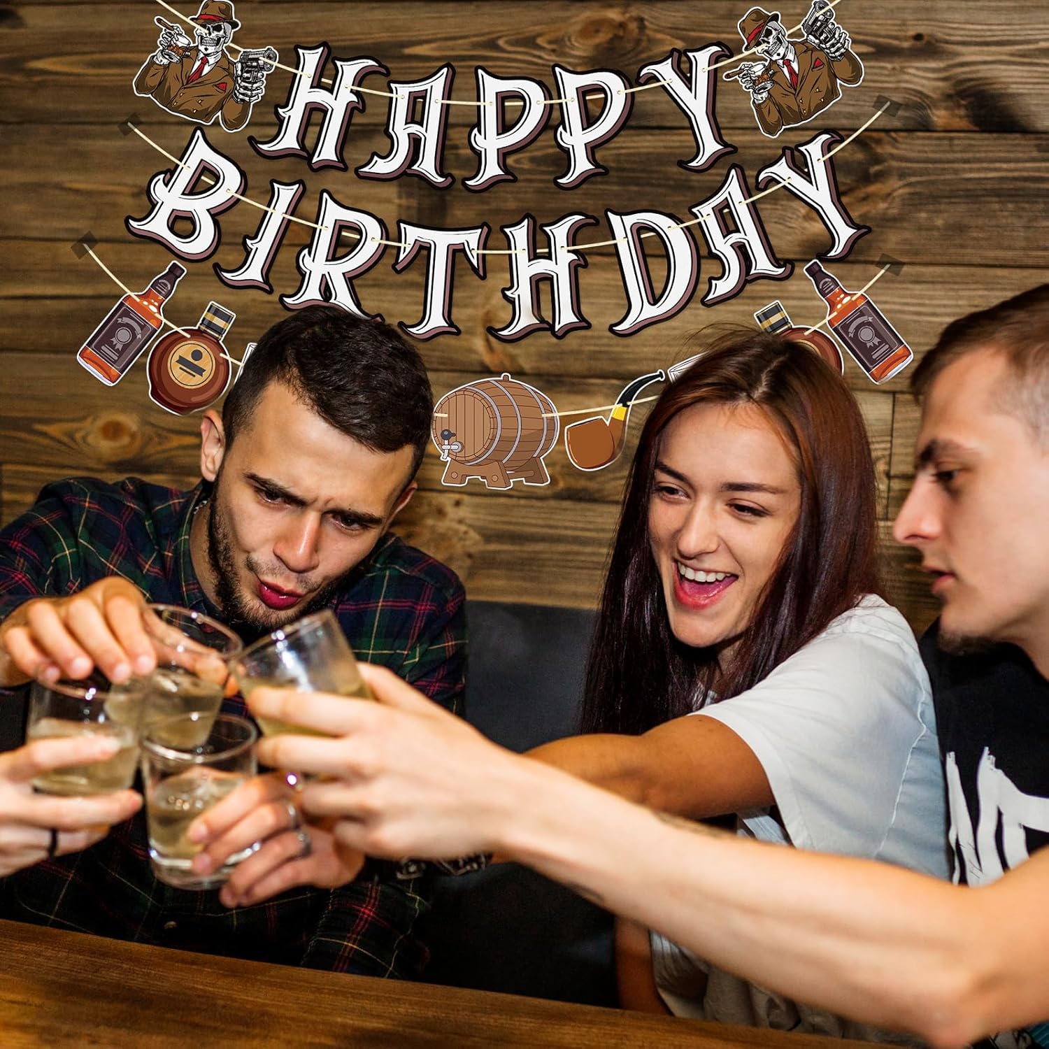 Qttier Whiskey Birthday Banner 30th 40th 50th