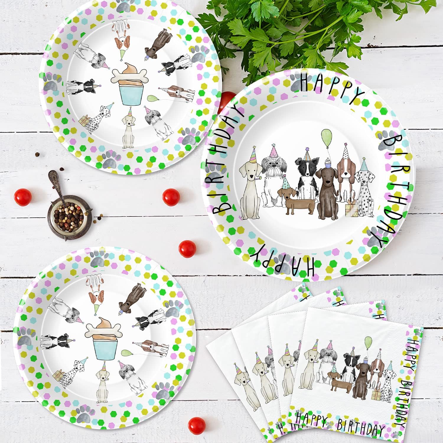 Xigejob Puppy Dog Party Supplies Set for 24 Guests