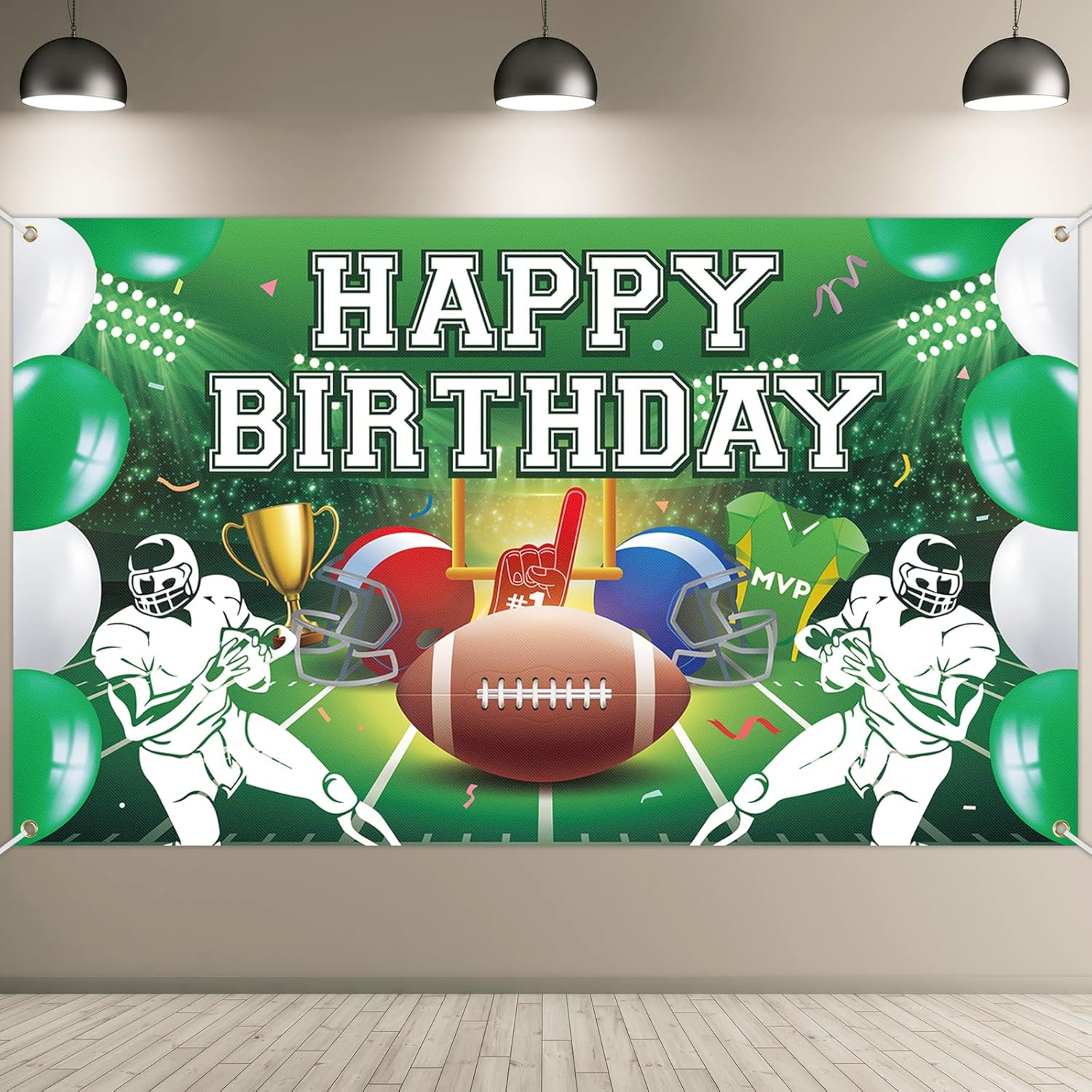Large Football Birthday Banner for Kids Boys Party Decorations