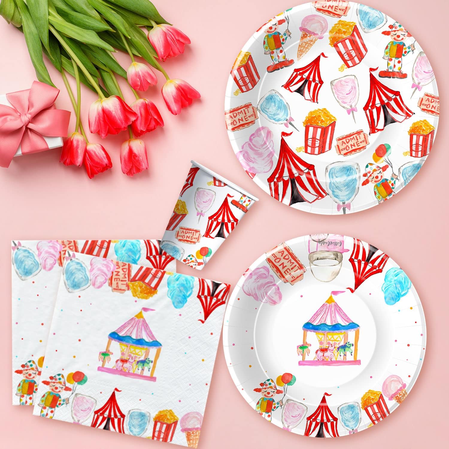 Circus Carnival Party Tableware Set for 48 Guests