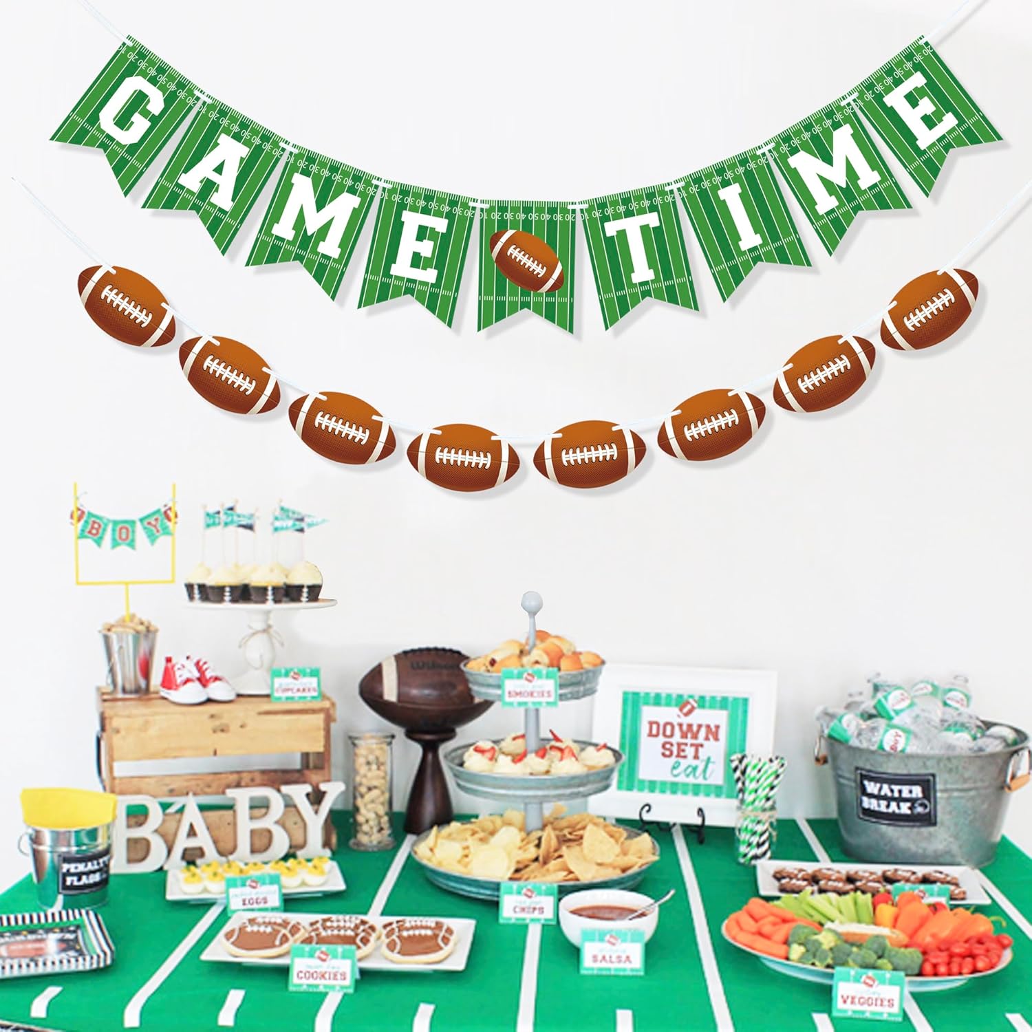 2 Pieces Football Game Day Banner Garland Decor