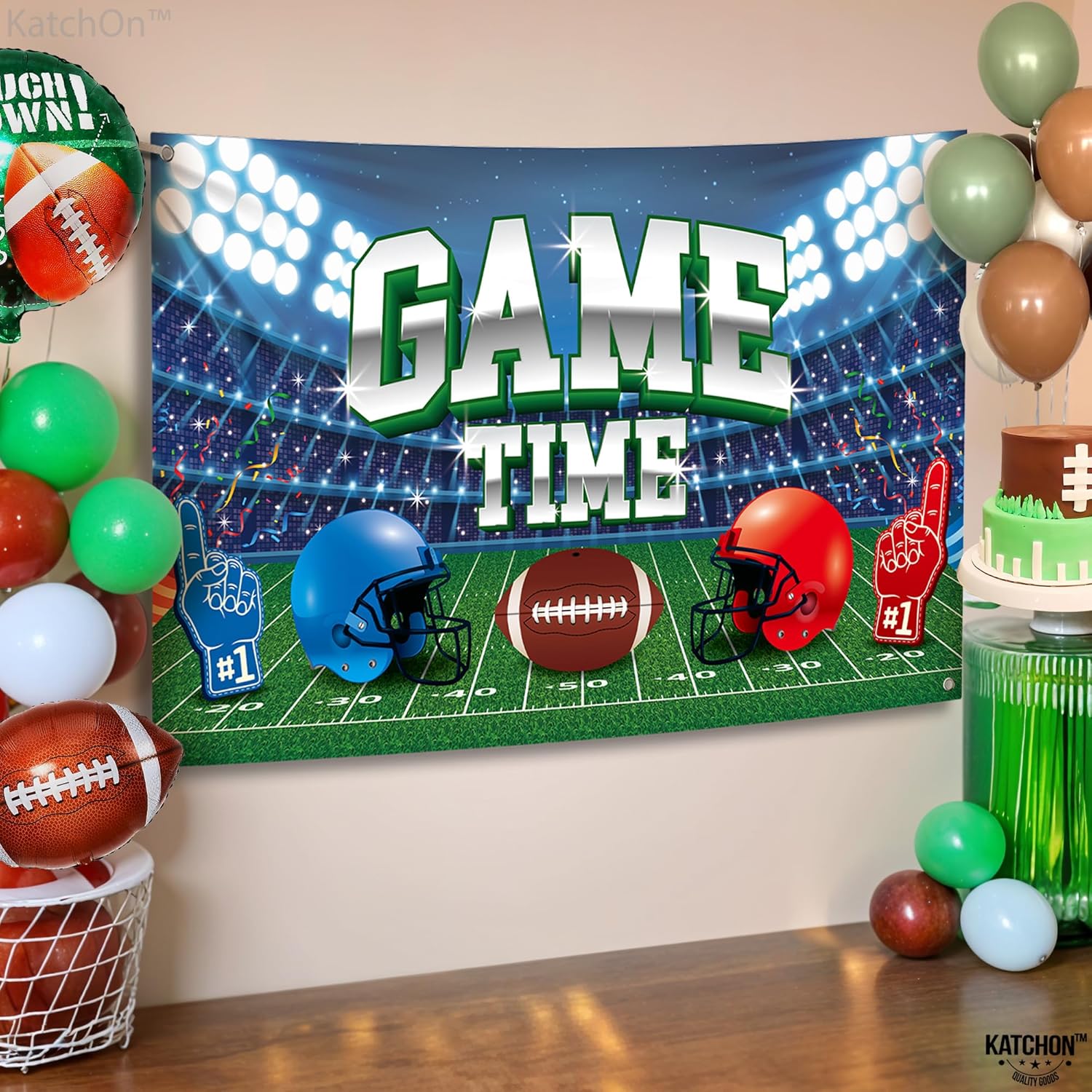 KatchOn Football Backdrop for Party - Large 72x44 Inch