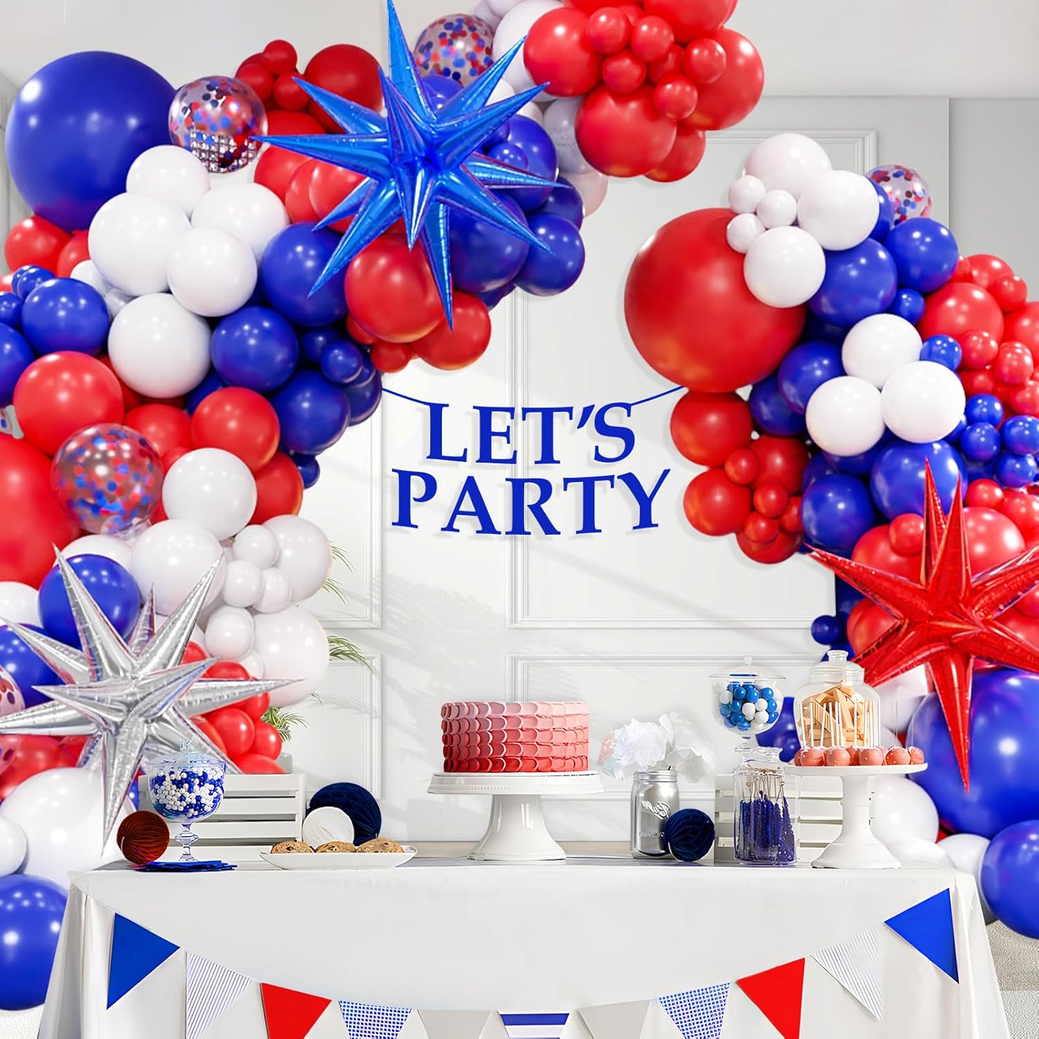 Red White Blue Balloon Arch Kit for 4th of July Celebrations