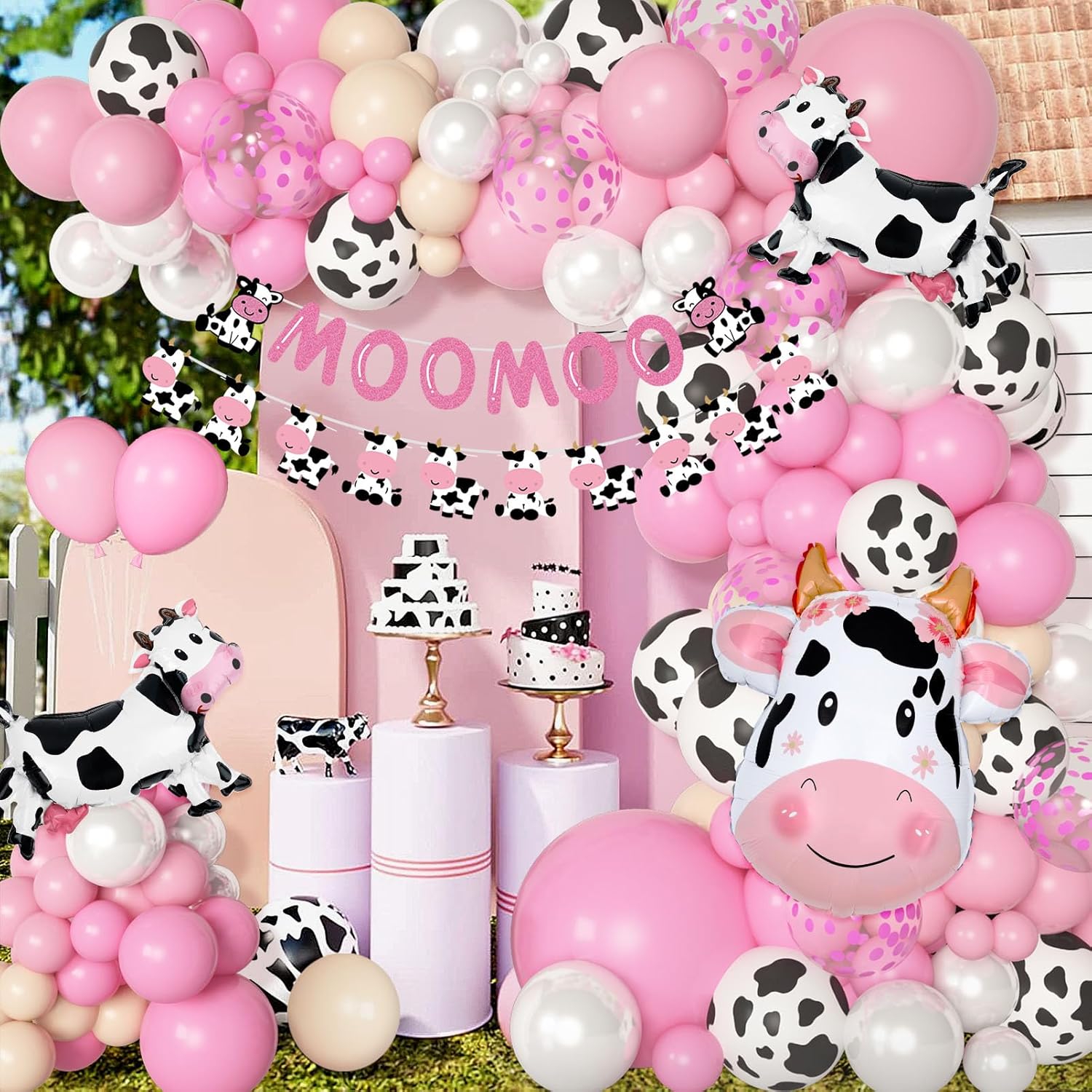 Pink Cow Balloons Garland Arch Kit for Party Decorations