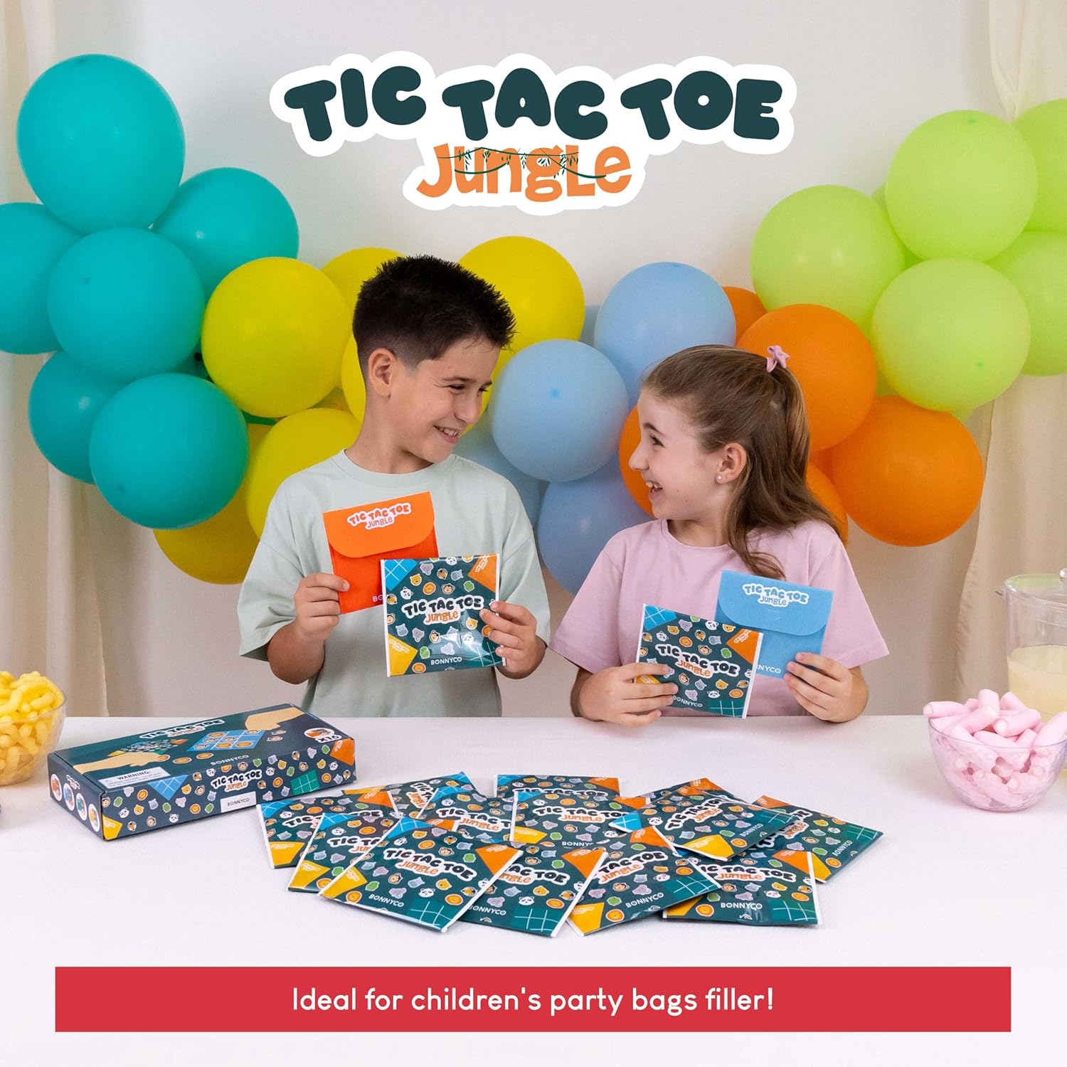 BONNYCO Tic Tac Toe Game Pack 16 Jungle Animals Kids Party Favors