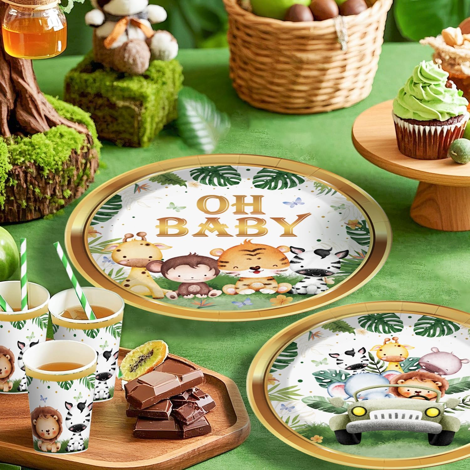 Cocomigo 260PCS Safari Baby Shower Decor Set