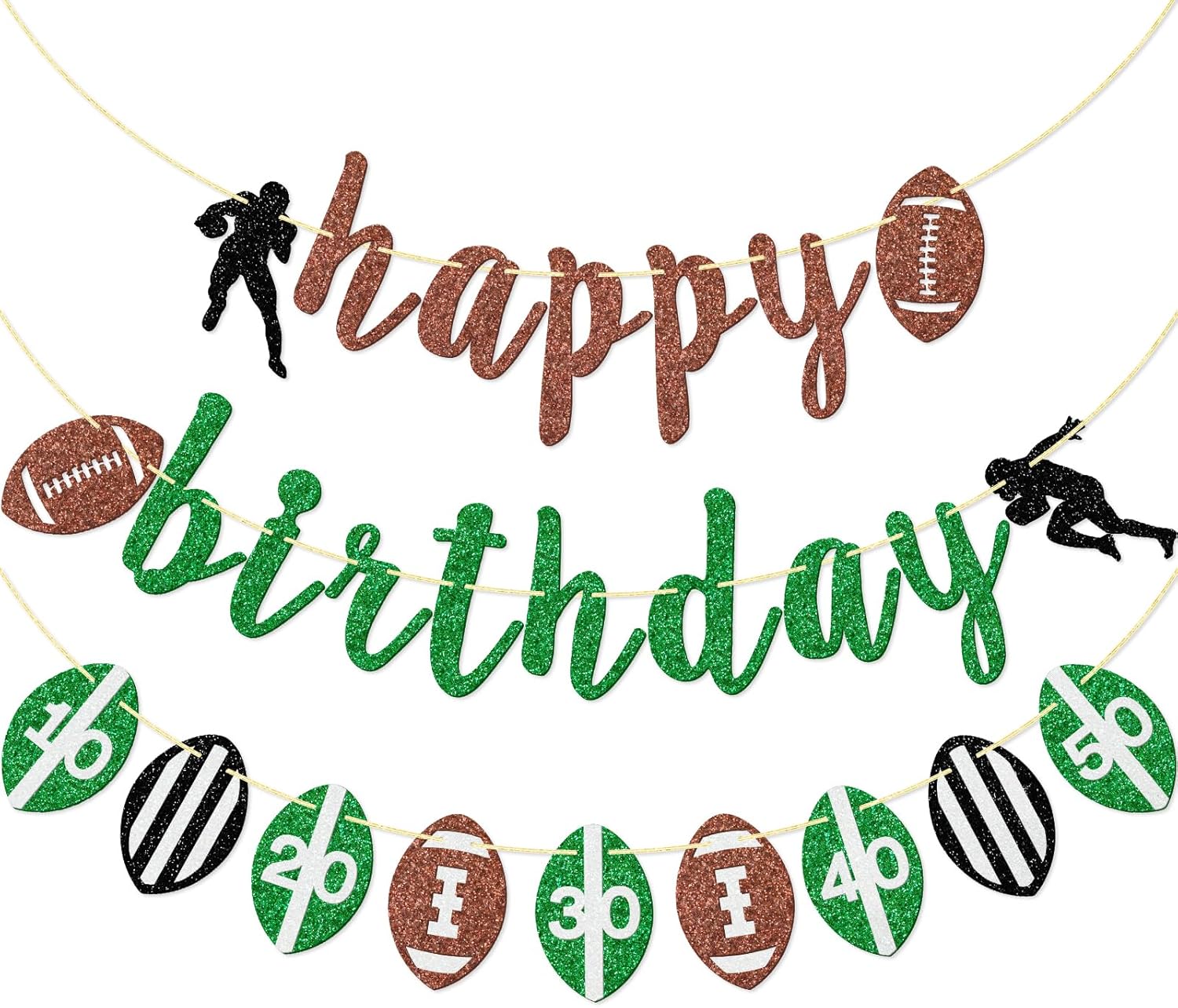 Football Birthday Banner Set with Glitter