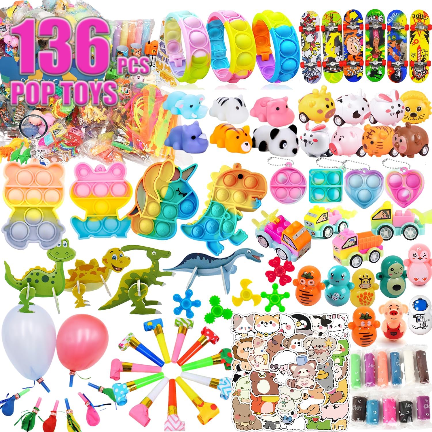 136 Pcs Multi-Item Party Favors for Kids 4-10