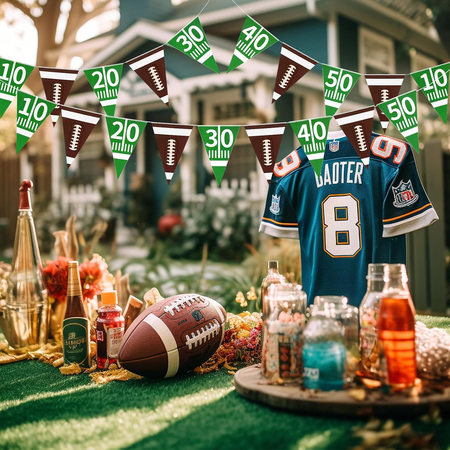 4 Pcs Football Banners Green Sports Party Decor
