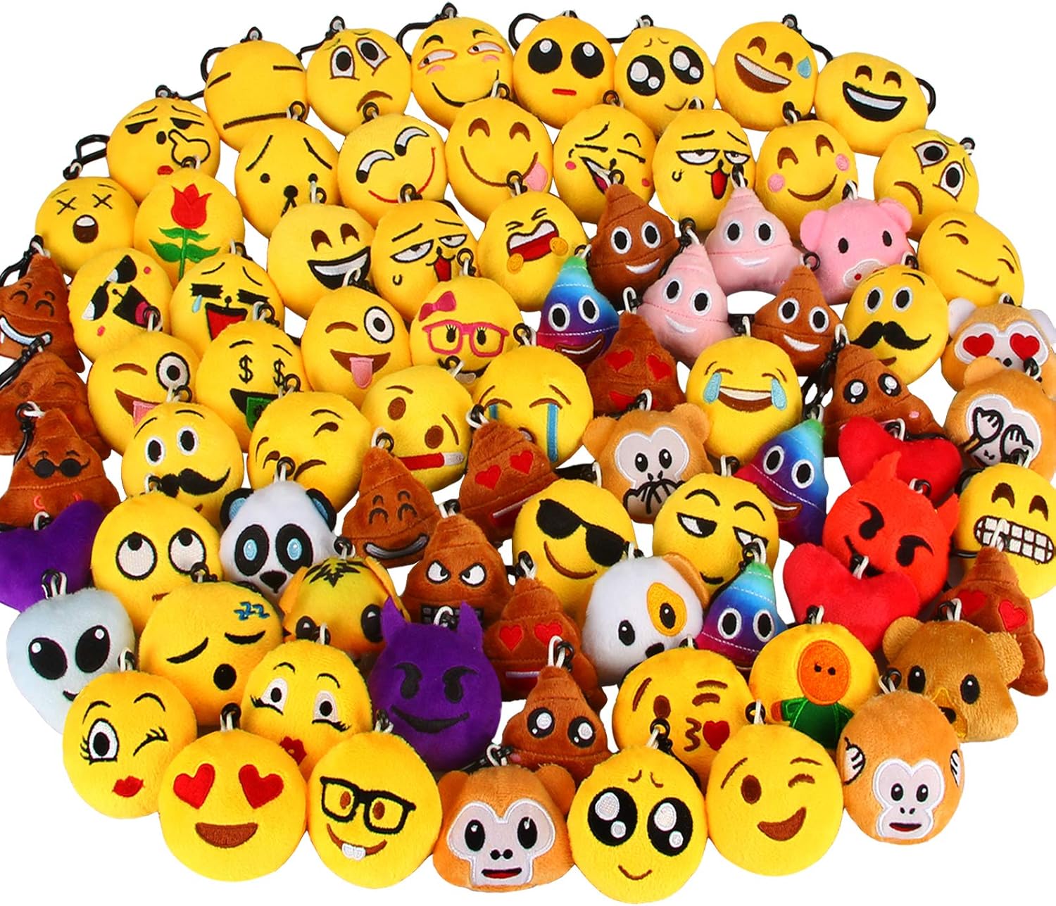 Dreampark 80 Pack Mini Emoticon Keychains