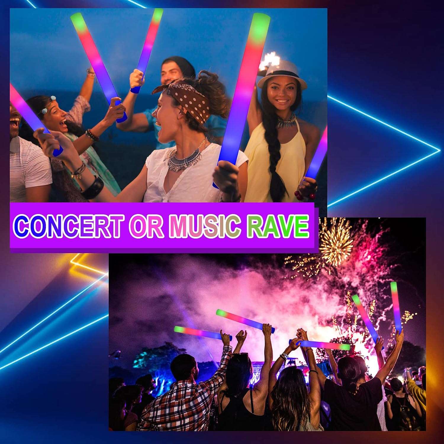Taotuo 102PCS LED Foam Glow Sticks Party Supplies
