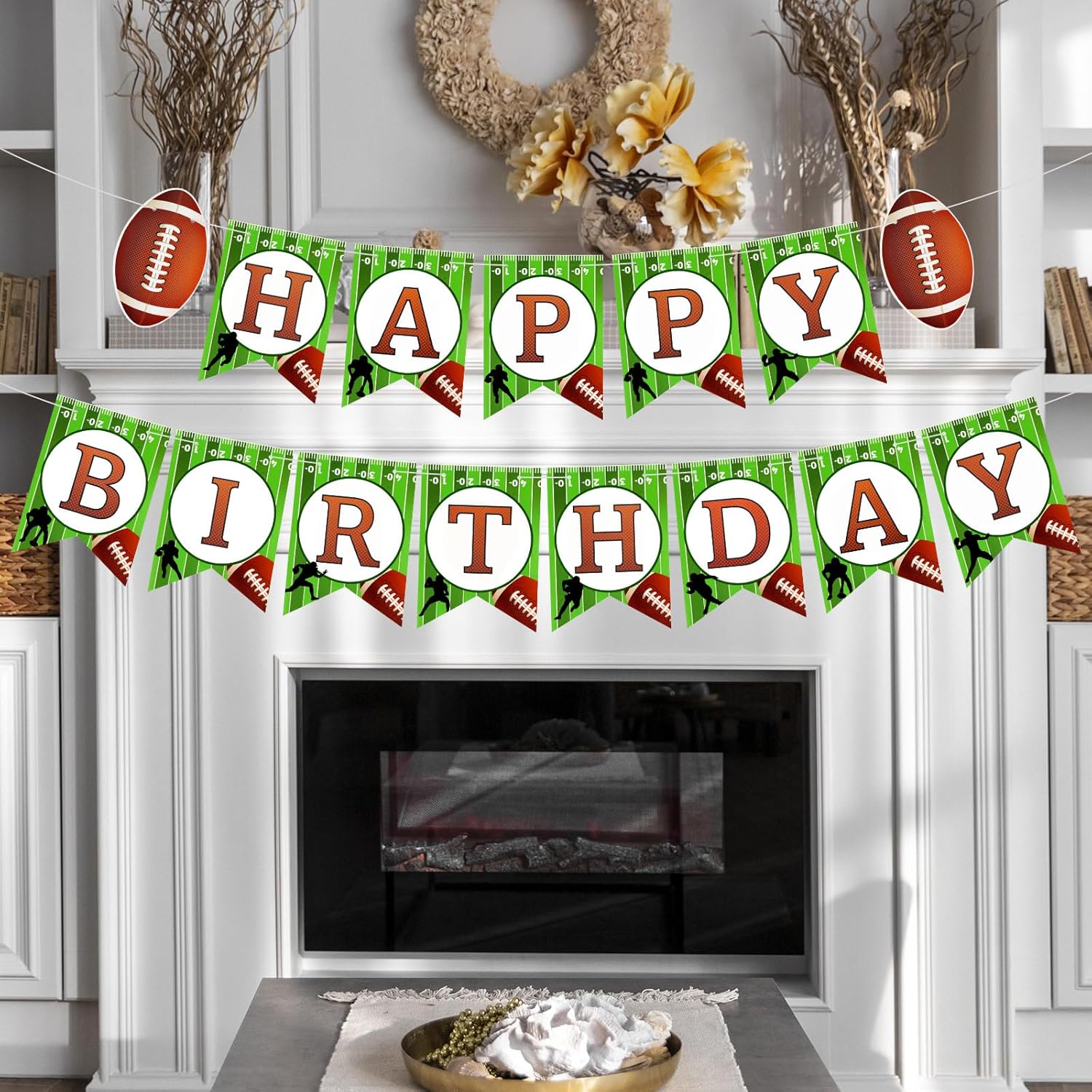 Football Birthday Banner with String Flags