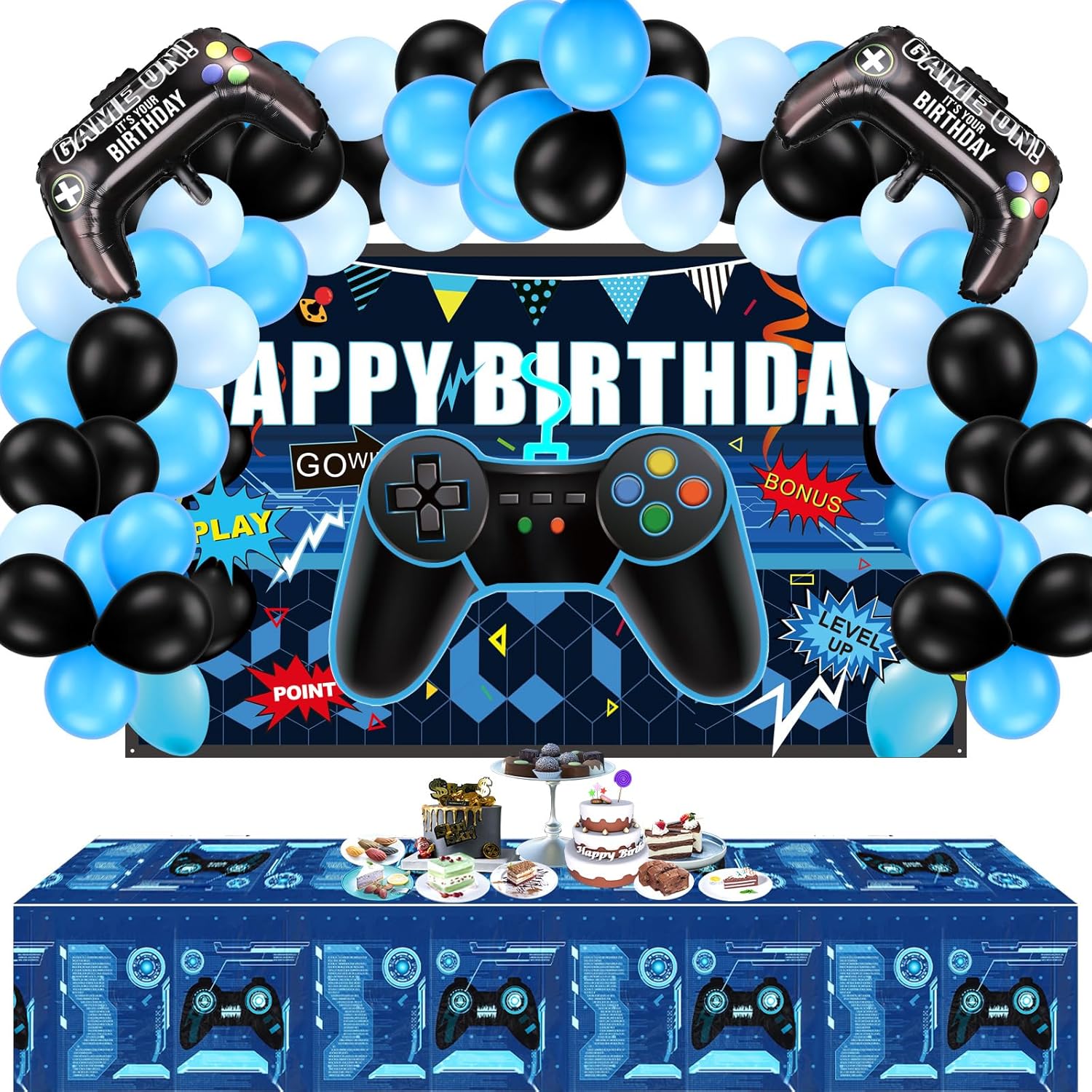 Skylety 34 Piece Gamer Birthday Party Decor Set