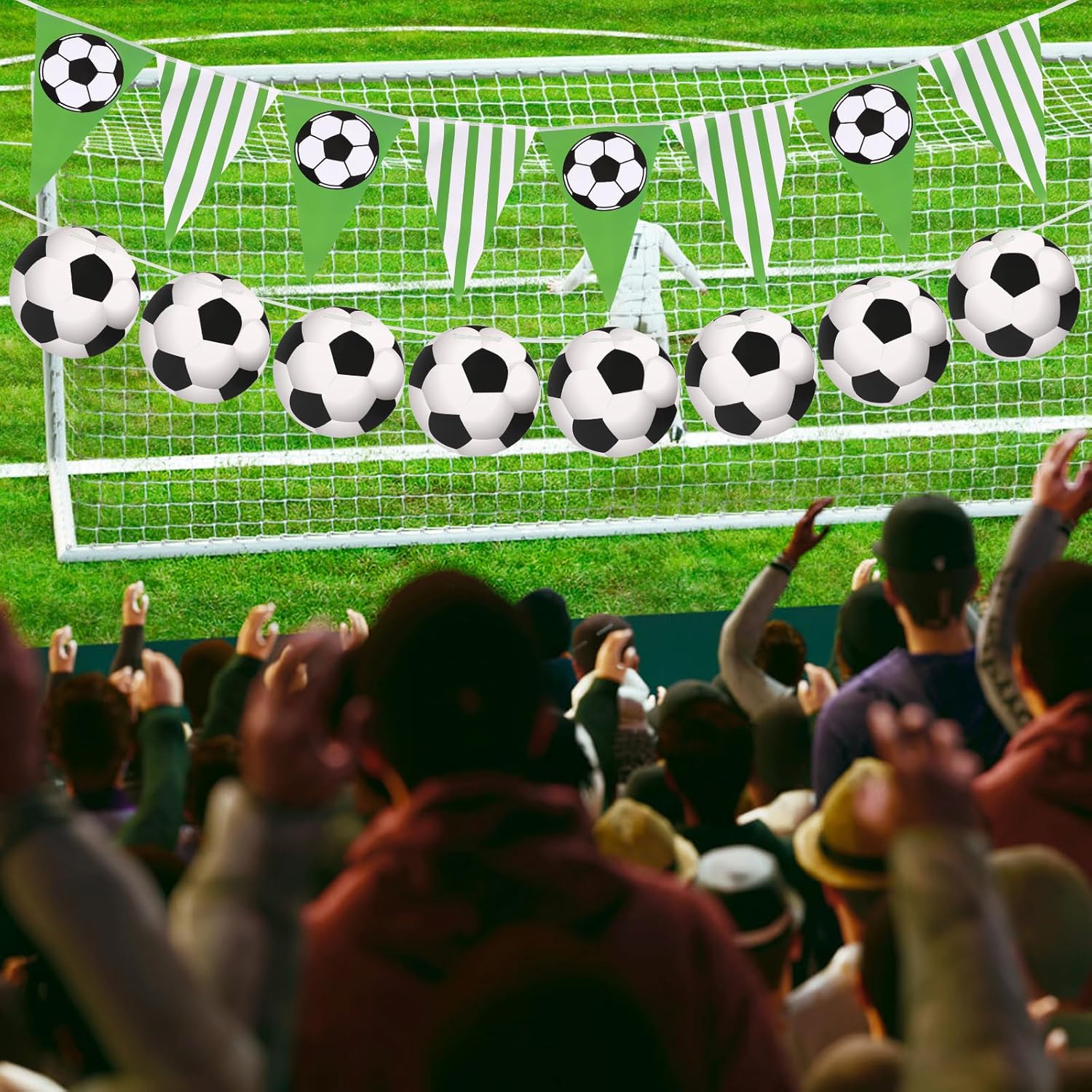 4PCS Soccer Party Banners with Pennant and Round Football Decorations
