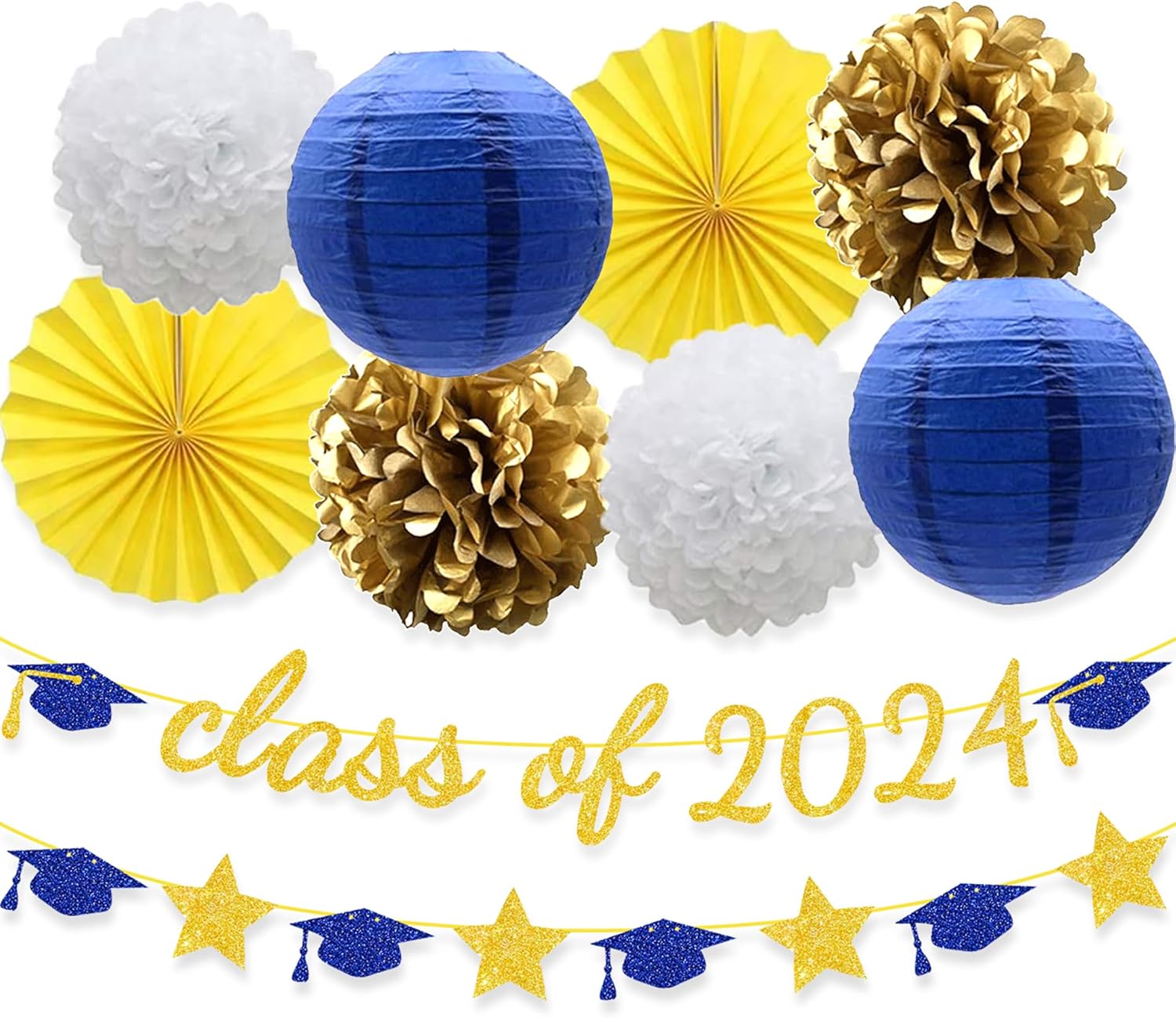 Blue Gold Class Banner Graduation Decorations