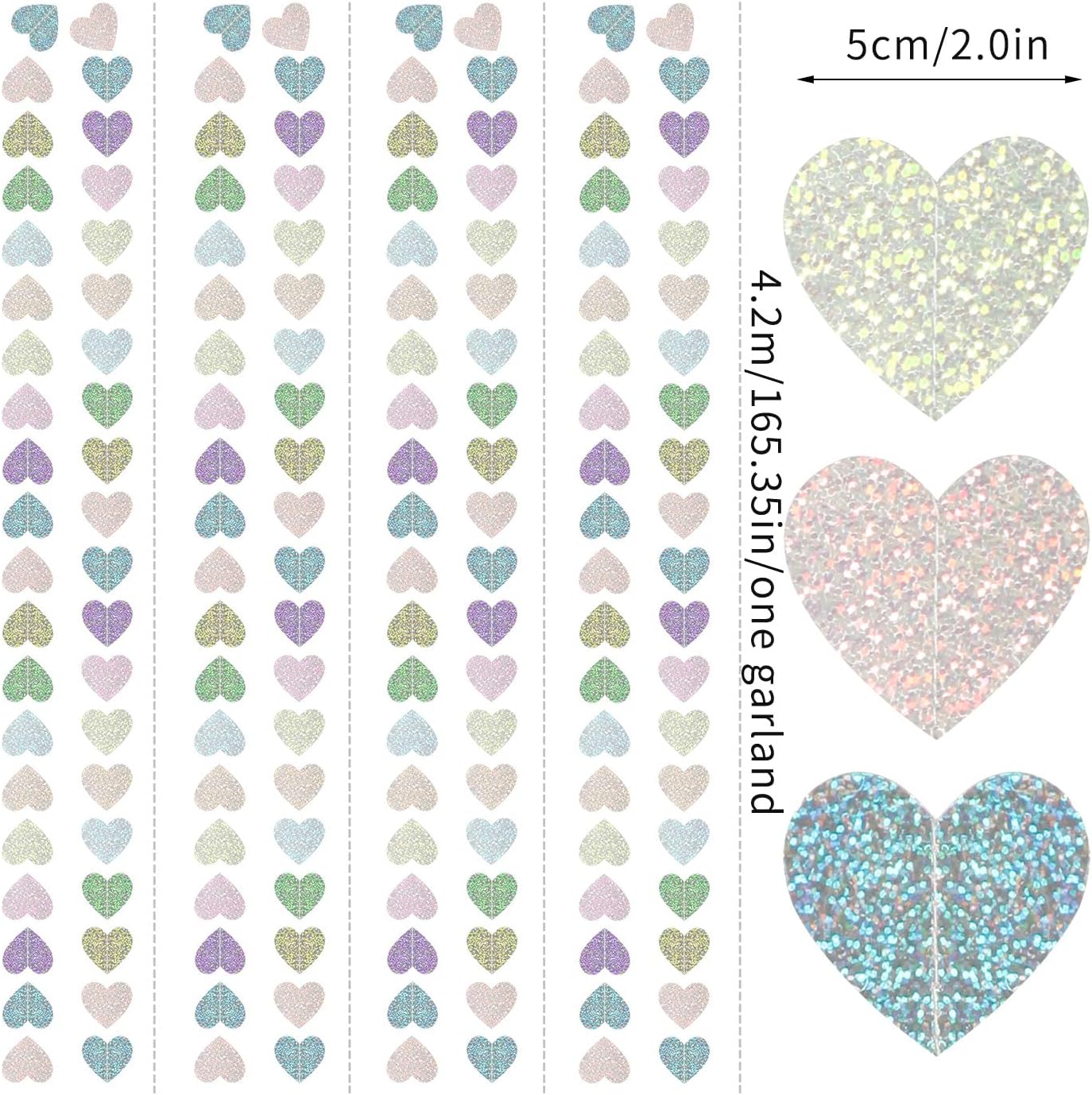 Iridescent Holographic Party Garland - 52ft Glitter Streamers Decor Kit