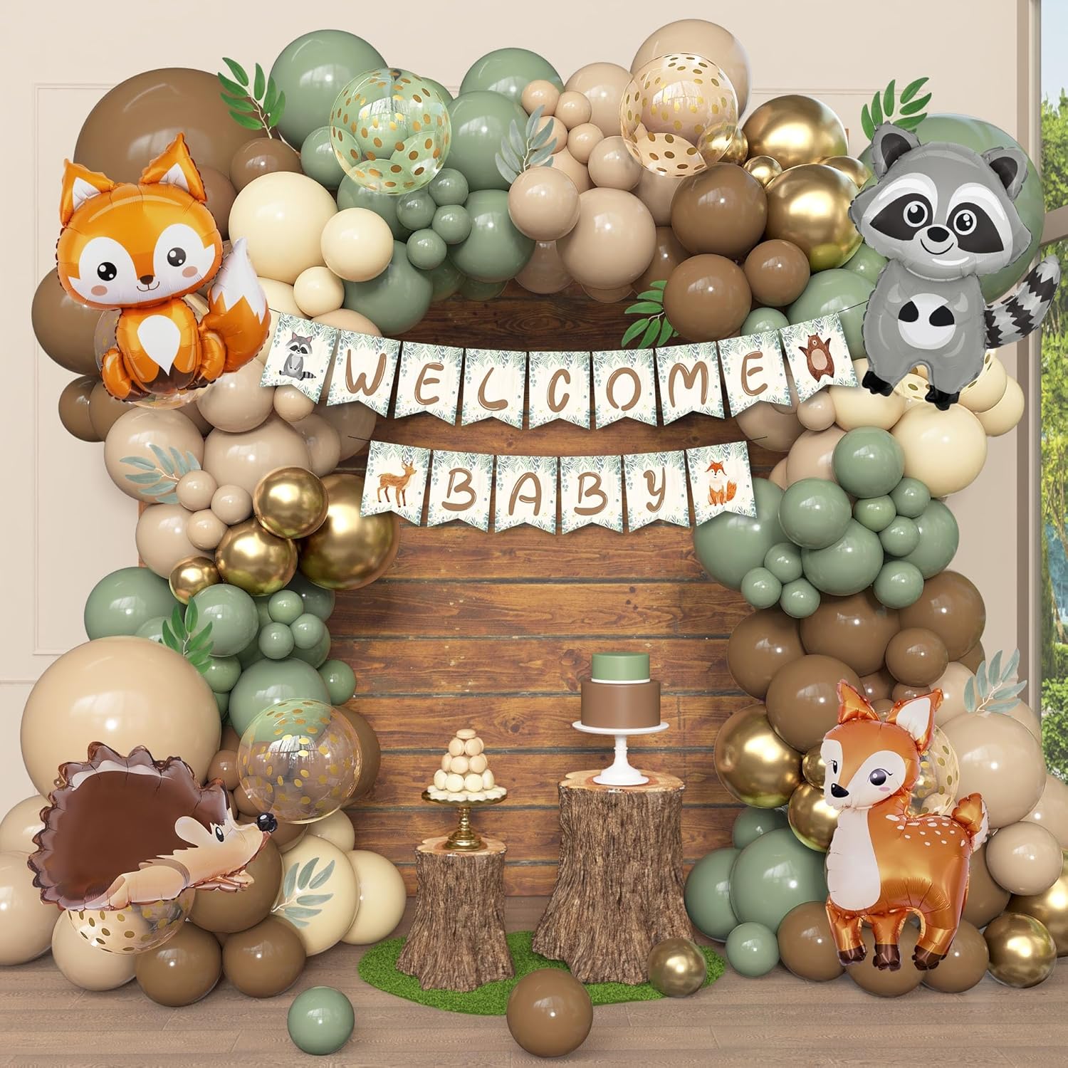 167Pcs Woodland Animals Baby Shower Decorations