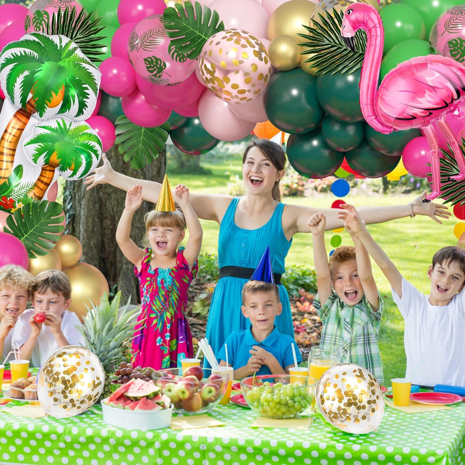 Amandir 165Pcs Flamingo Tropical Balloon Arch Kit