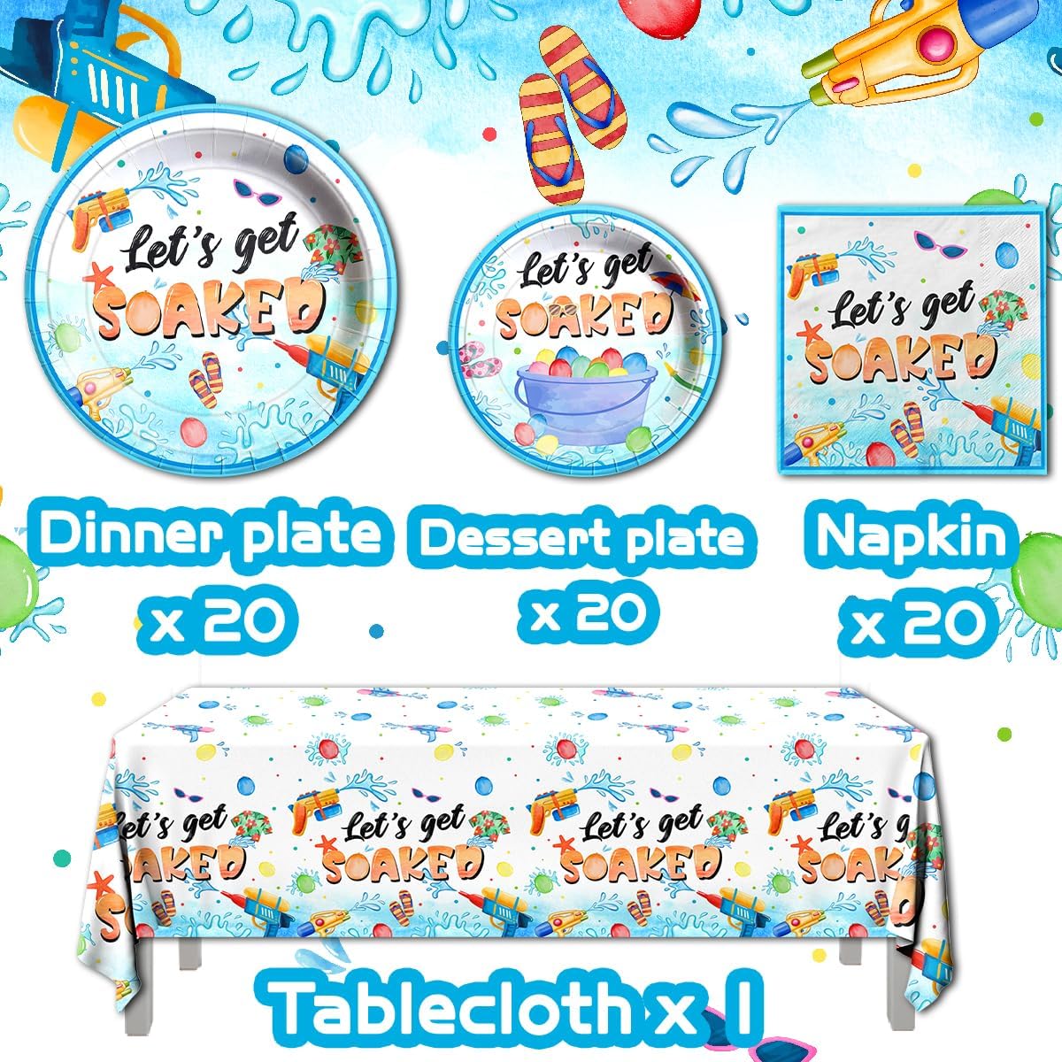 Summer Party Decorations Tableware Set for Pool and Beach