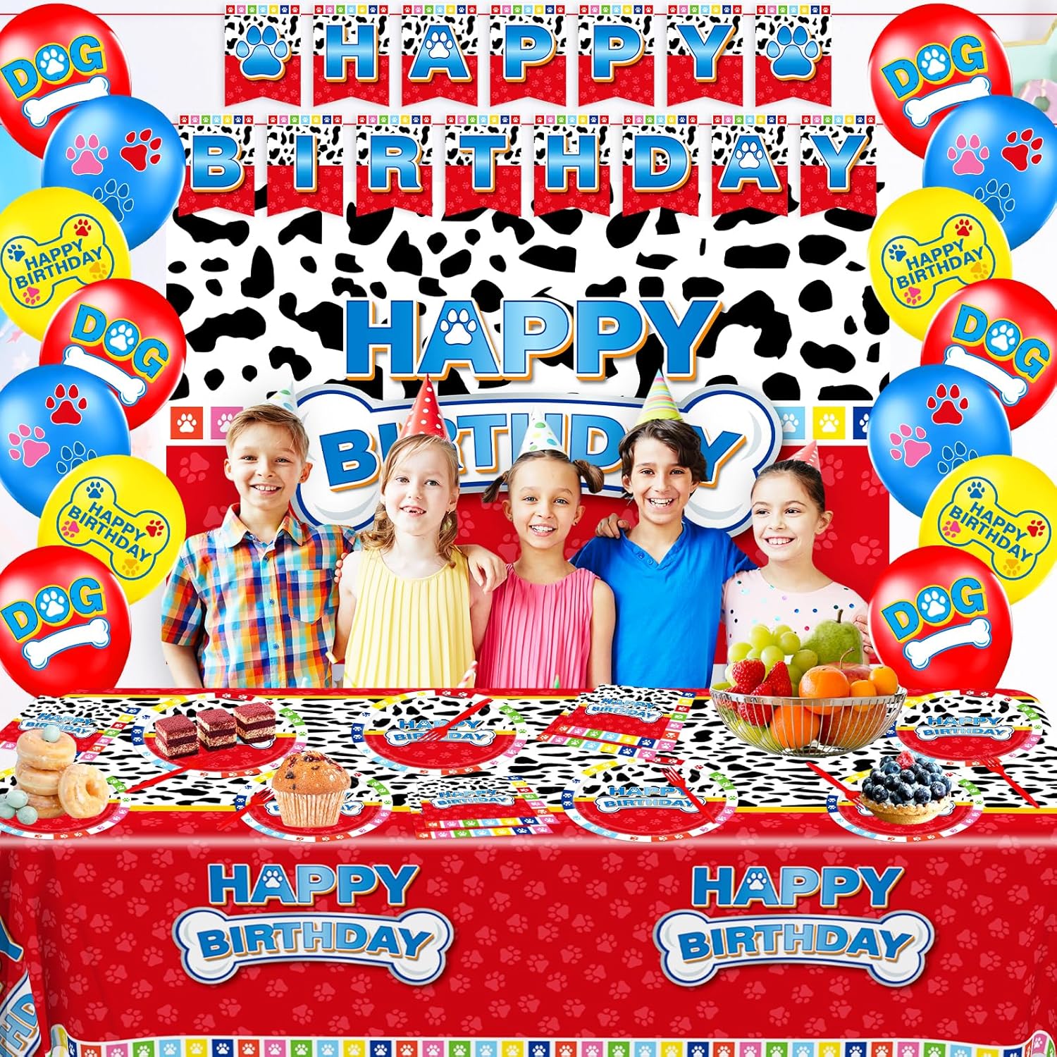Cartoon Dog Paw Birthday Party Decorations Set